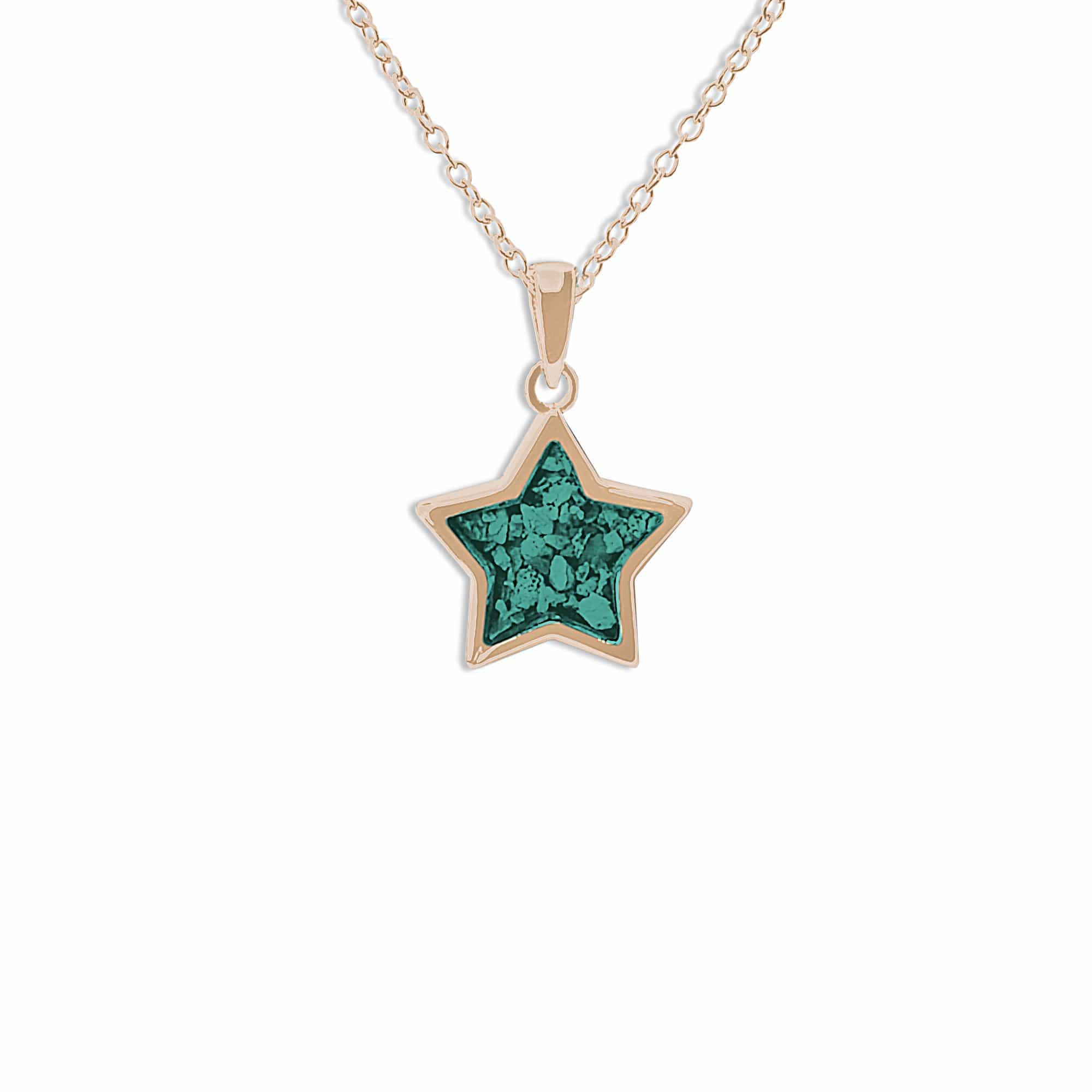 EverWith Ladies Star Memorial Ashes Pendant 9k Rose Gold Aqua