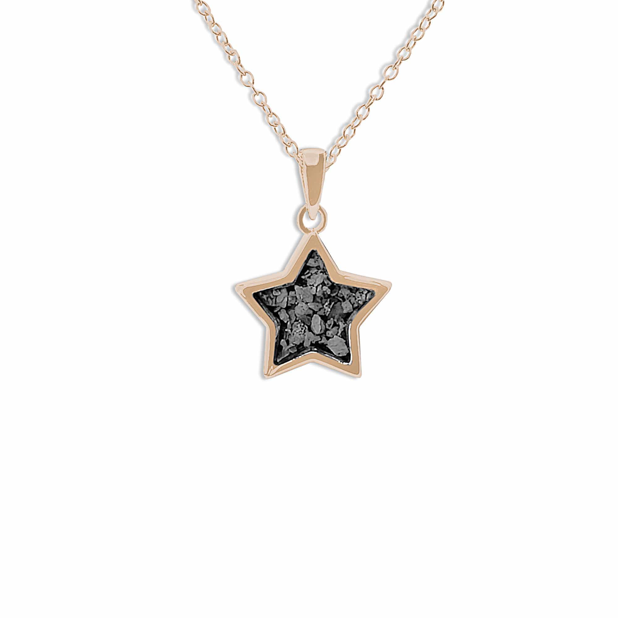 EverWith Ladies Star Memorial Ashes Pendant 9k Rose Gold Black