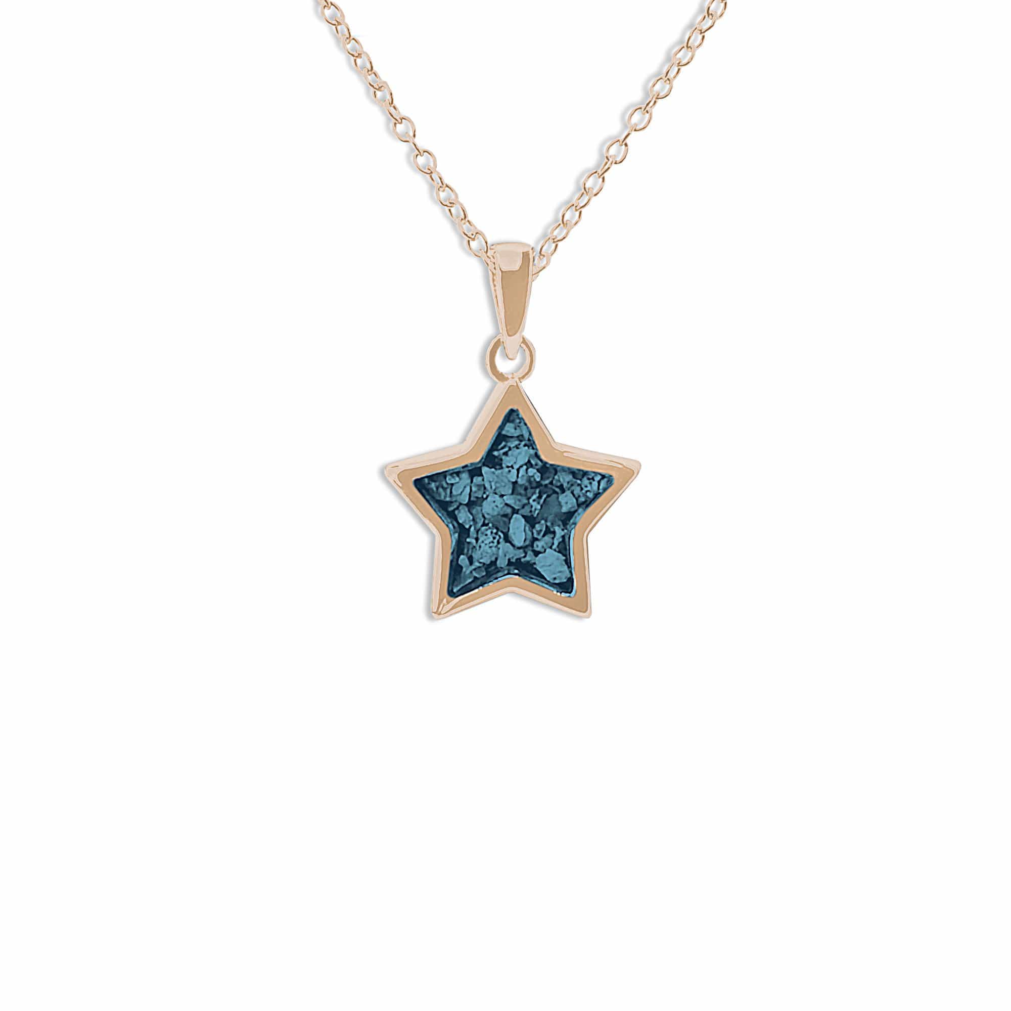 EverWith Ladies Star Memorial Ashes Pendant 9k Rose Gold Blue