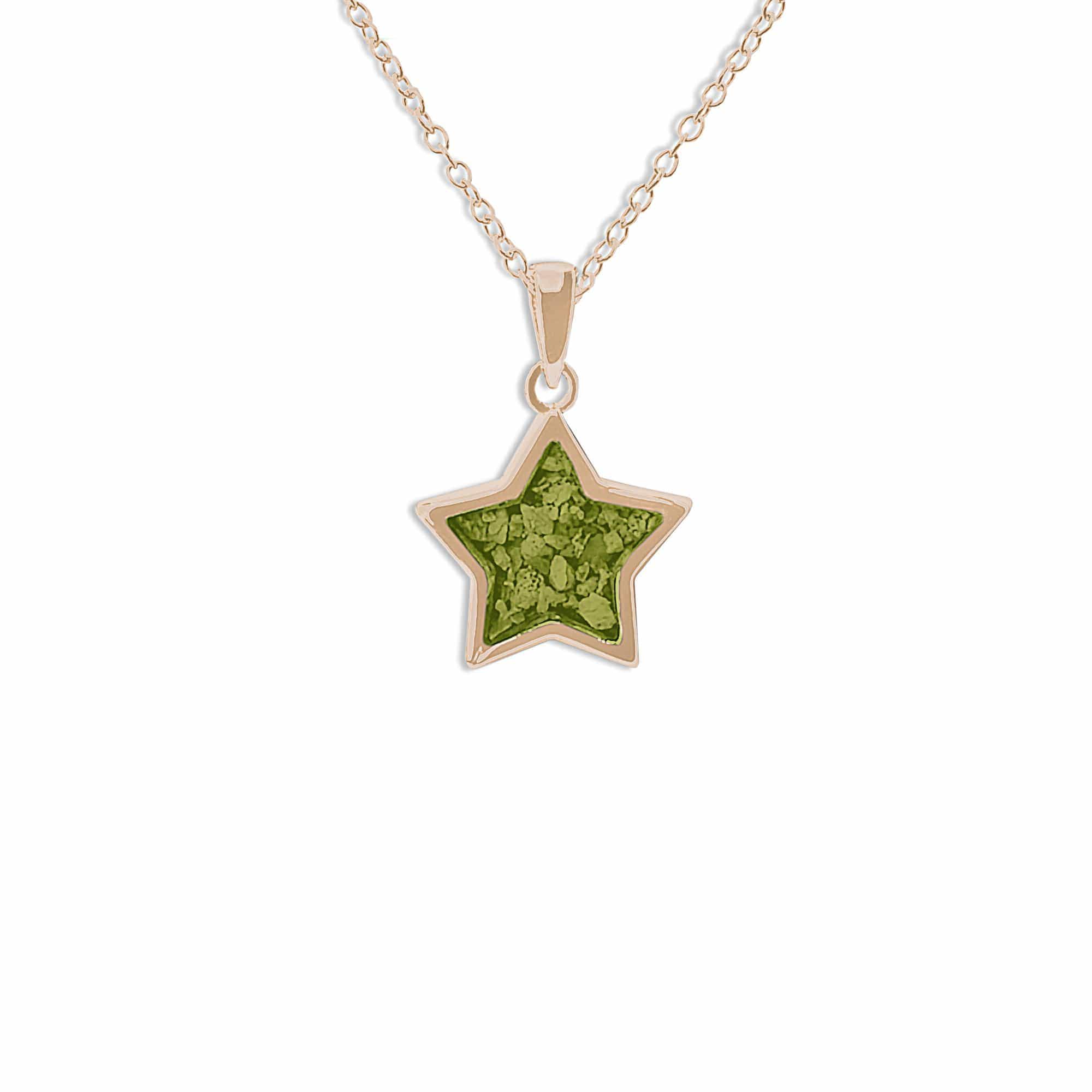 EverWith Ladies Star Memorial Ashes Pendant 9k Rose Gold Green
