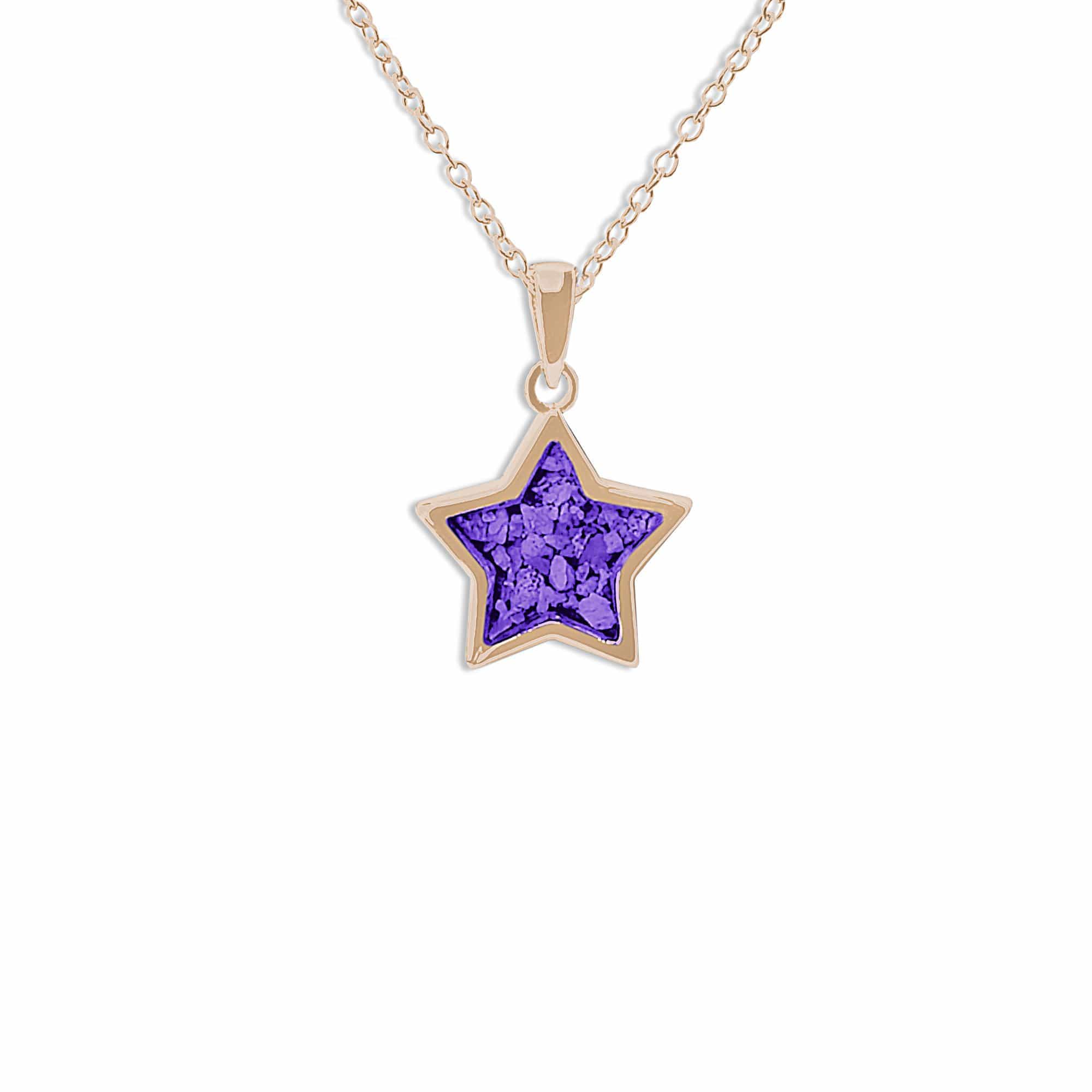 EverWith Ladies Star Memorial Ashes Pendant 9k Rose Gold Purple