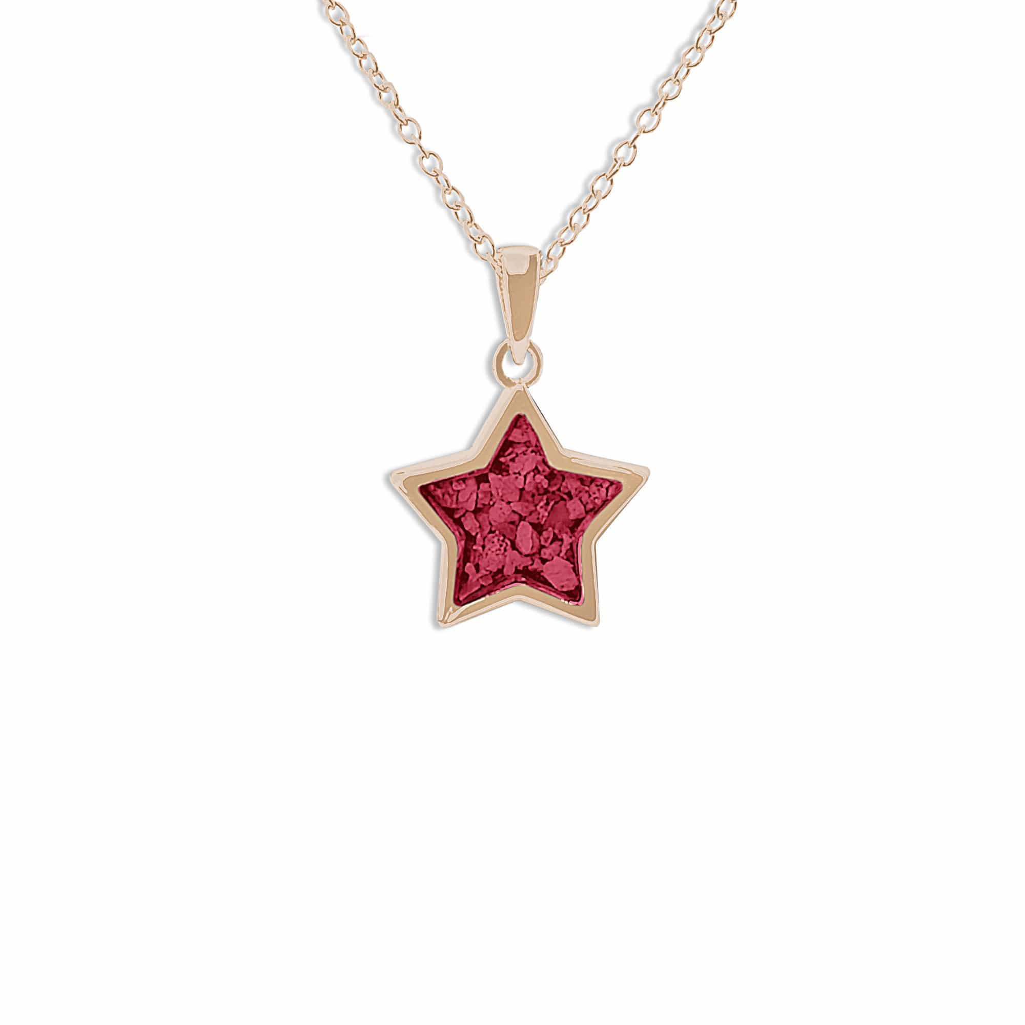EverWith Ladies Star Memorial Ashes Pendant 9k Rose Gold Red