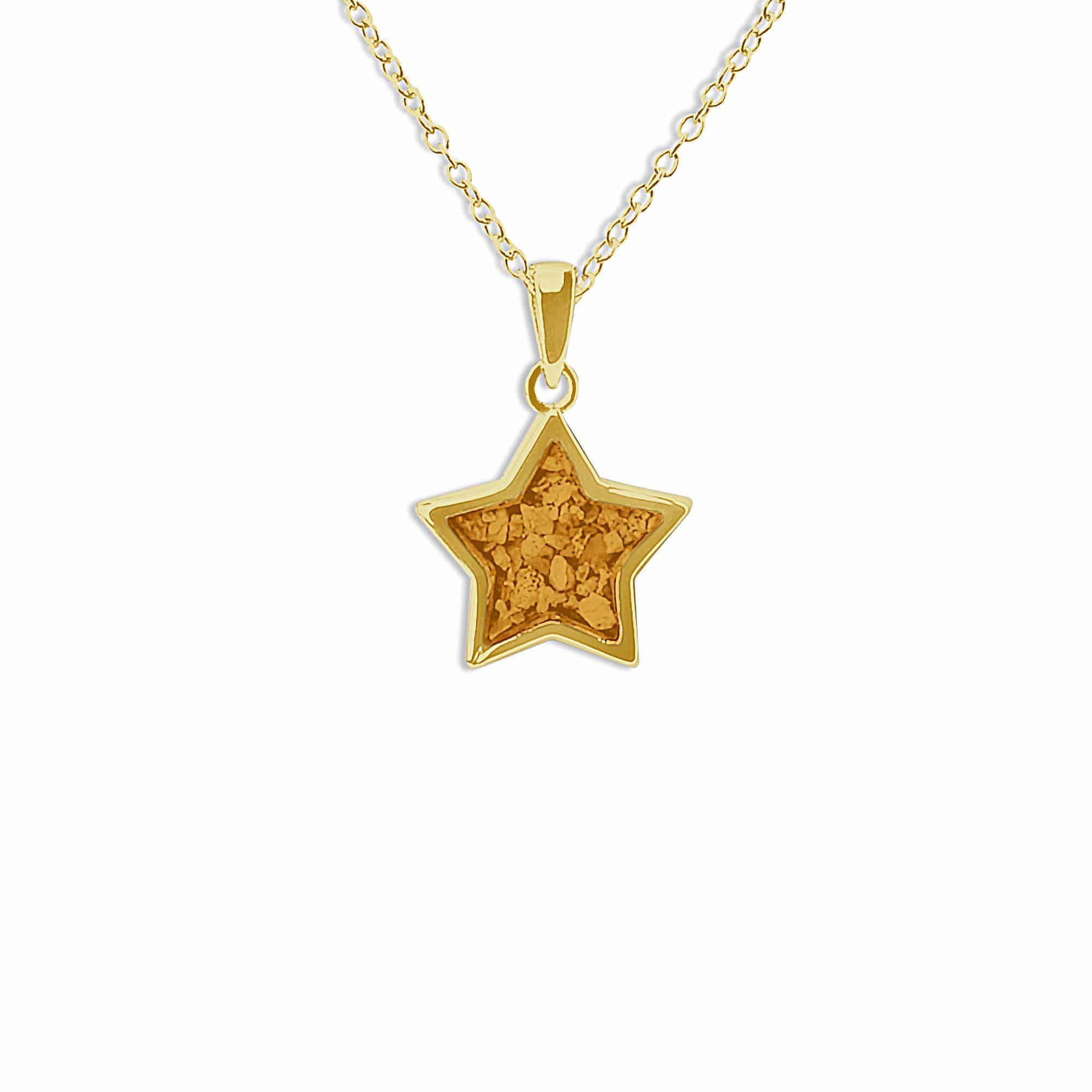 EverWith Ladies Star Memorial Ashes Pendant 9k Yellow Gold Orange