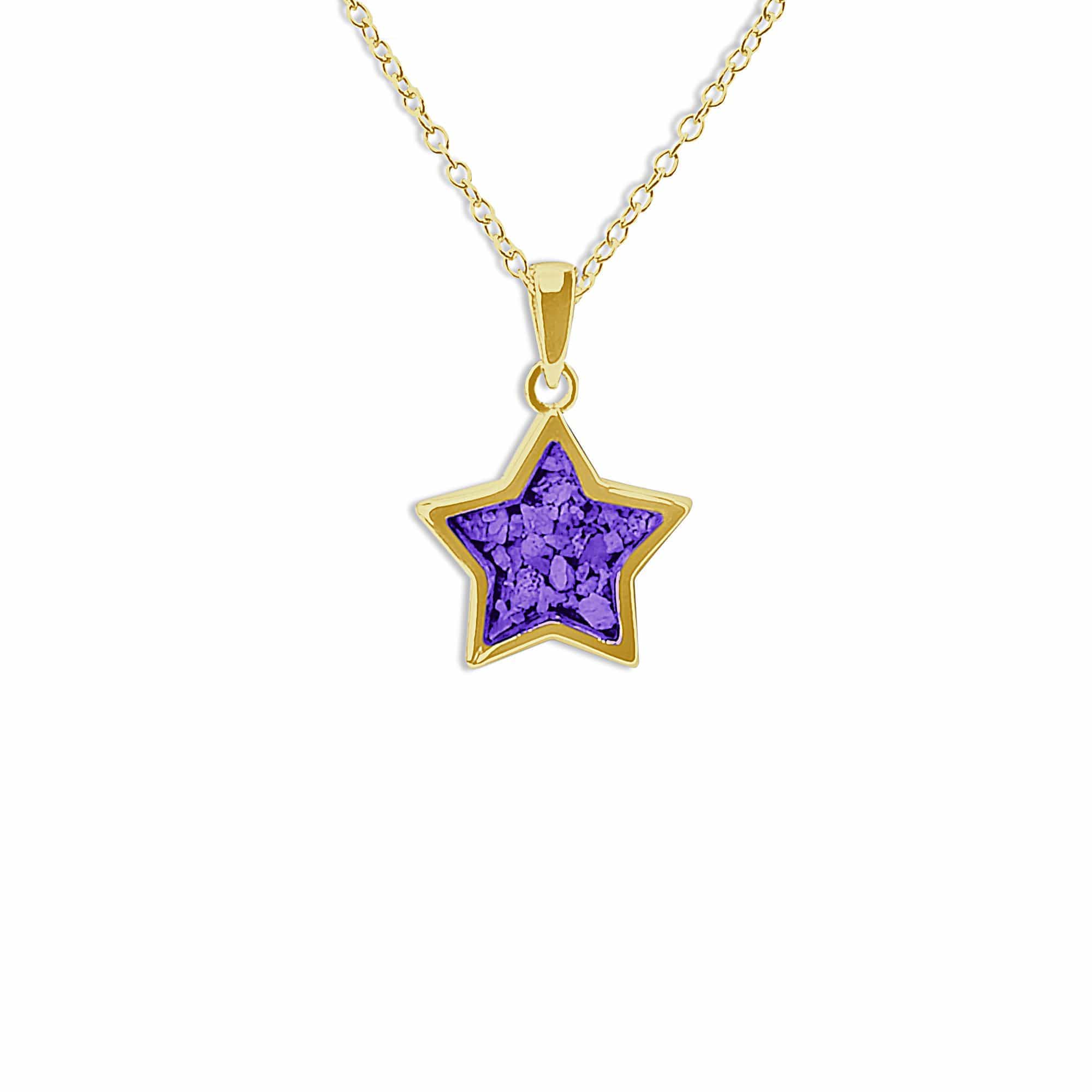 EverWith Ladies Star Memorial Ashes Pendant 9k Yellow Gold Purple