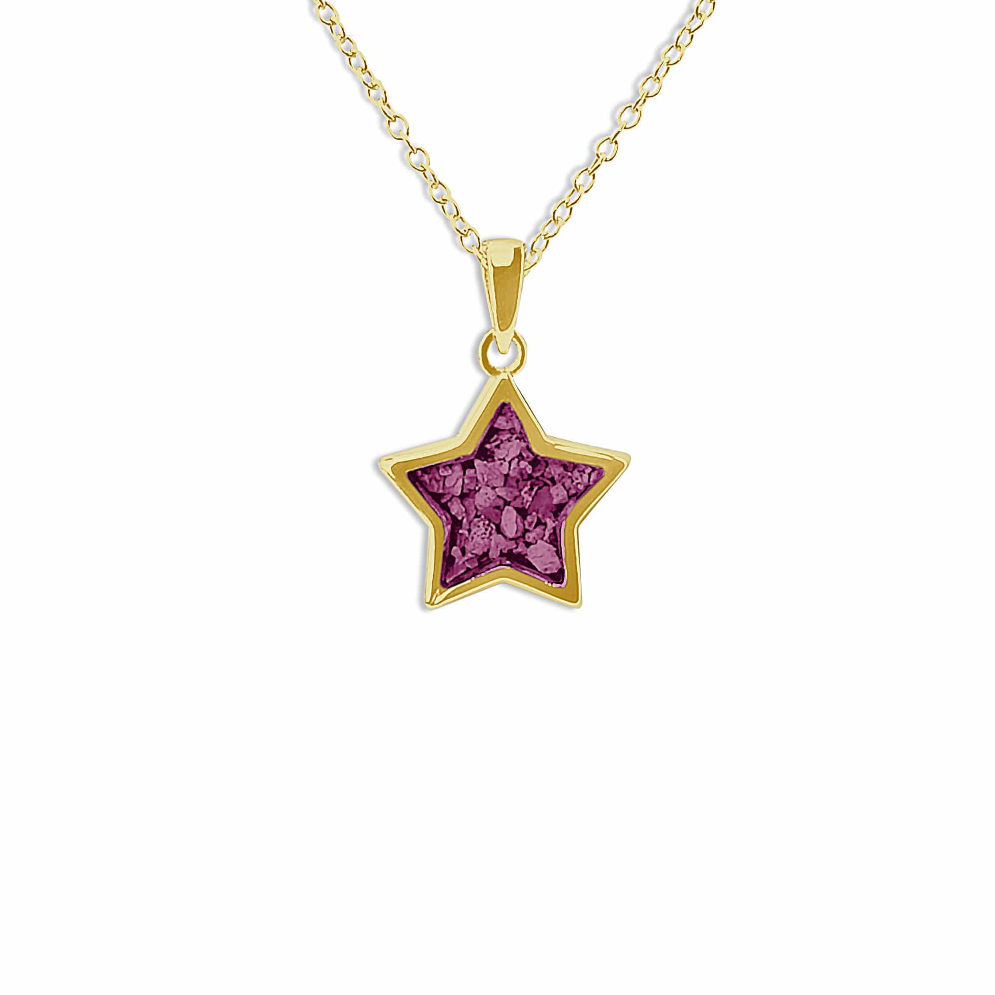 EverWith Ladies Star Memorial Ashes Pendant 9k Yellow Gold Violet