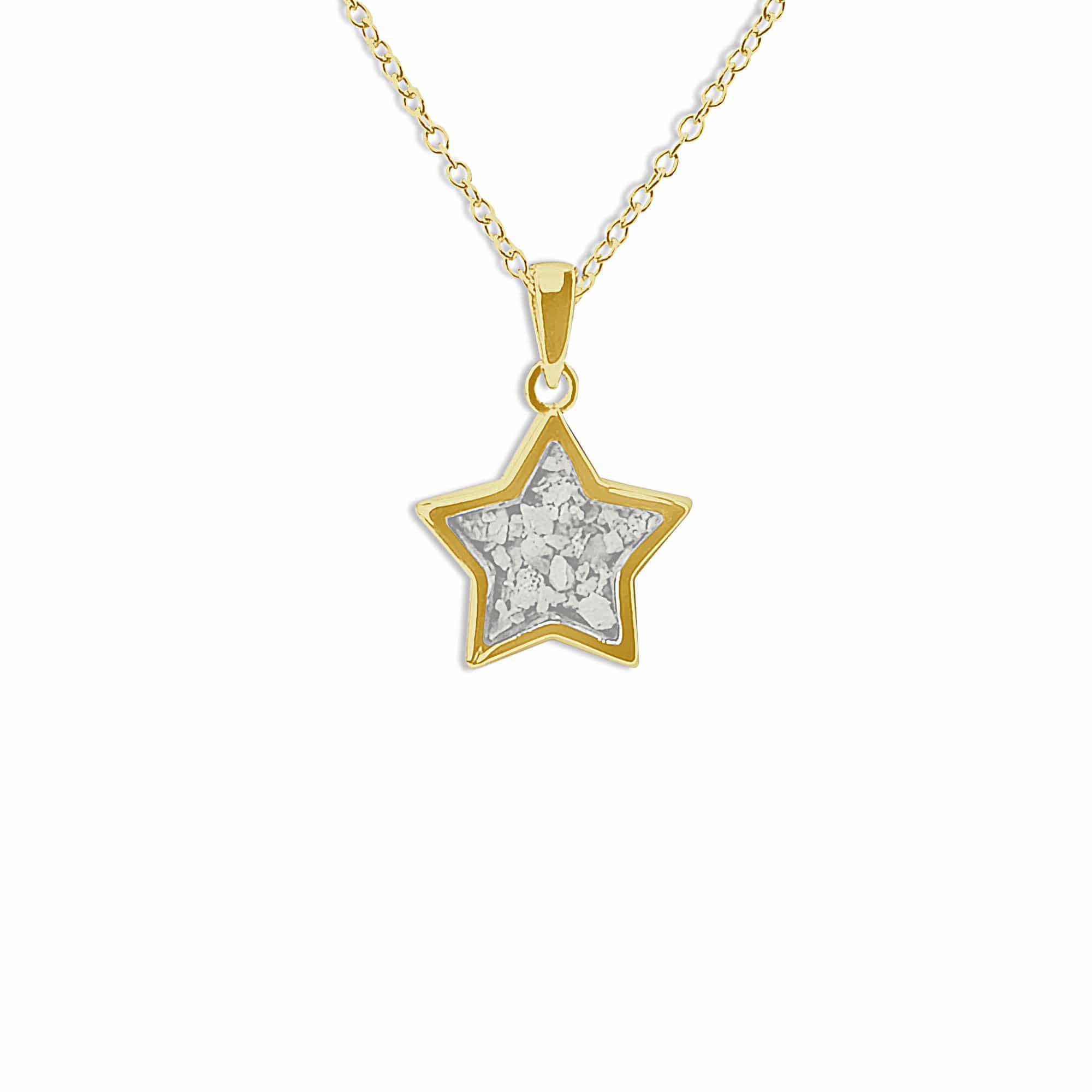 EverWith Ladies Star Memorial Ashes Pendant 9k Yellow Gold White