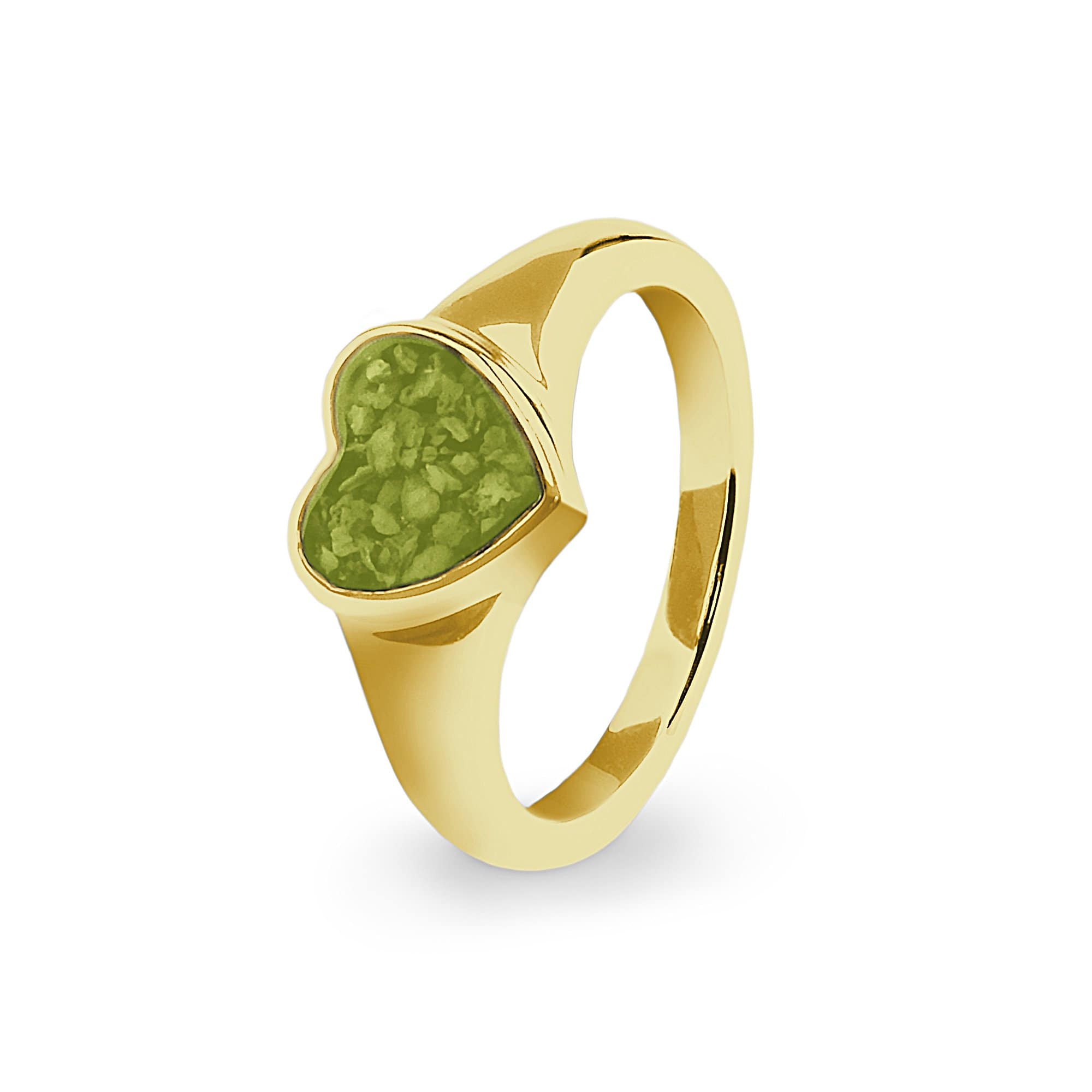 EverWith Ladies Dearest Memorial Ashes Ring 9k Yellow Gold Green