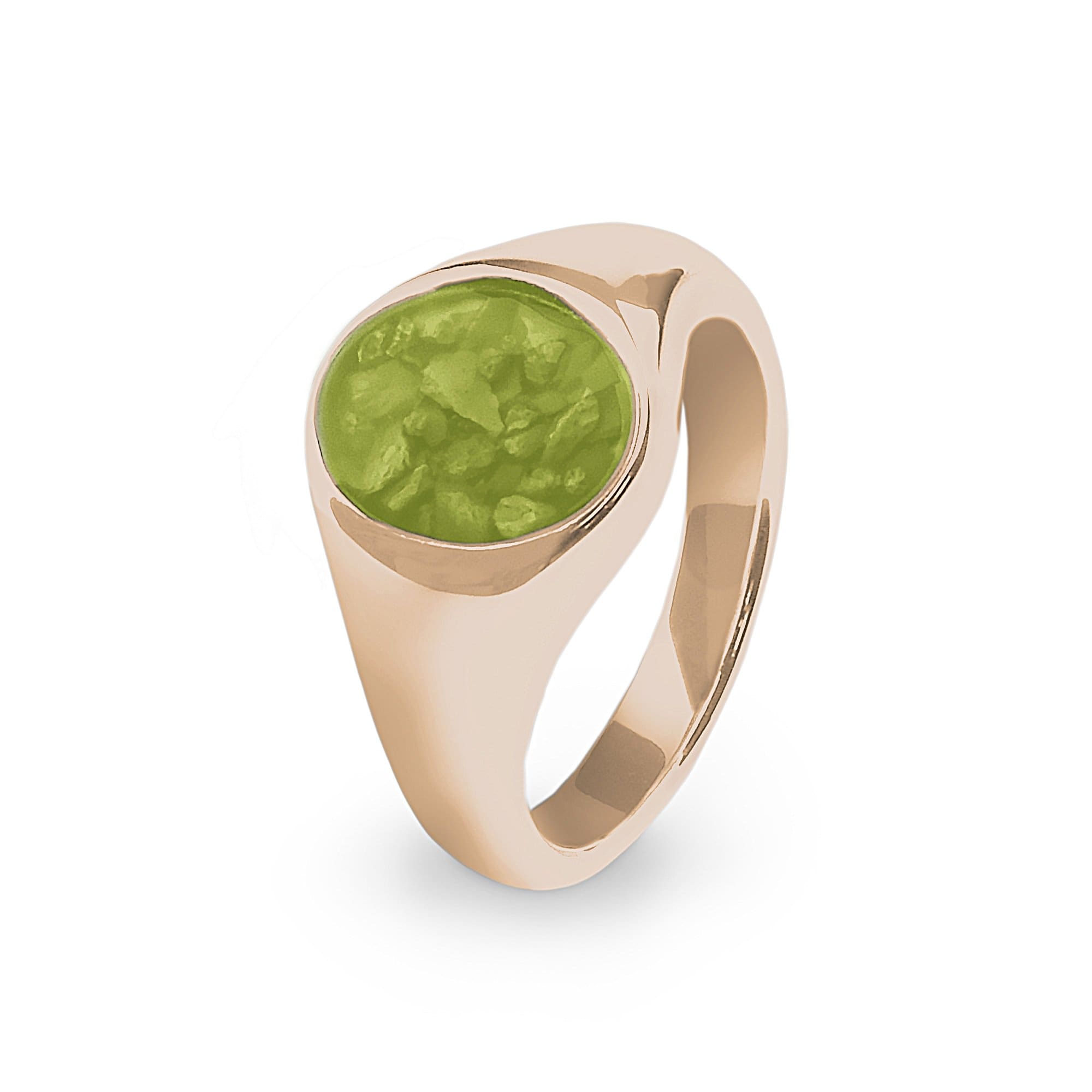 EverWith Unisex Shield Memorial Ashes Ring 9k Rose Gold Green