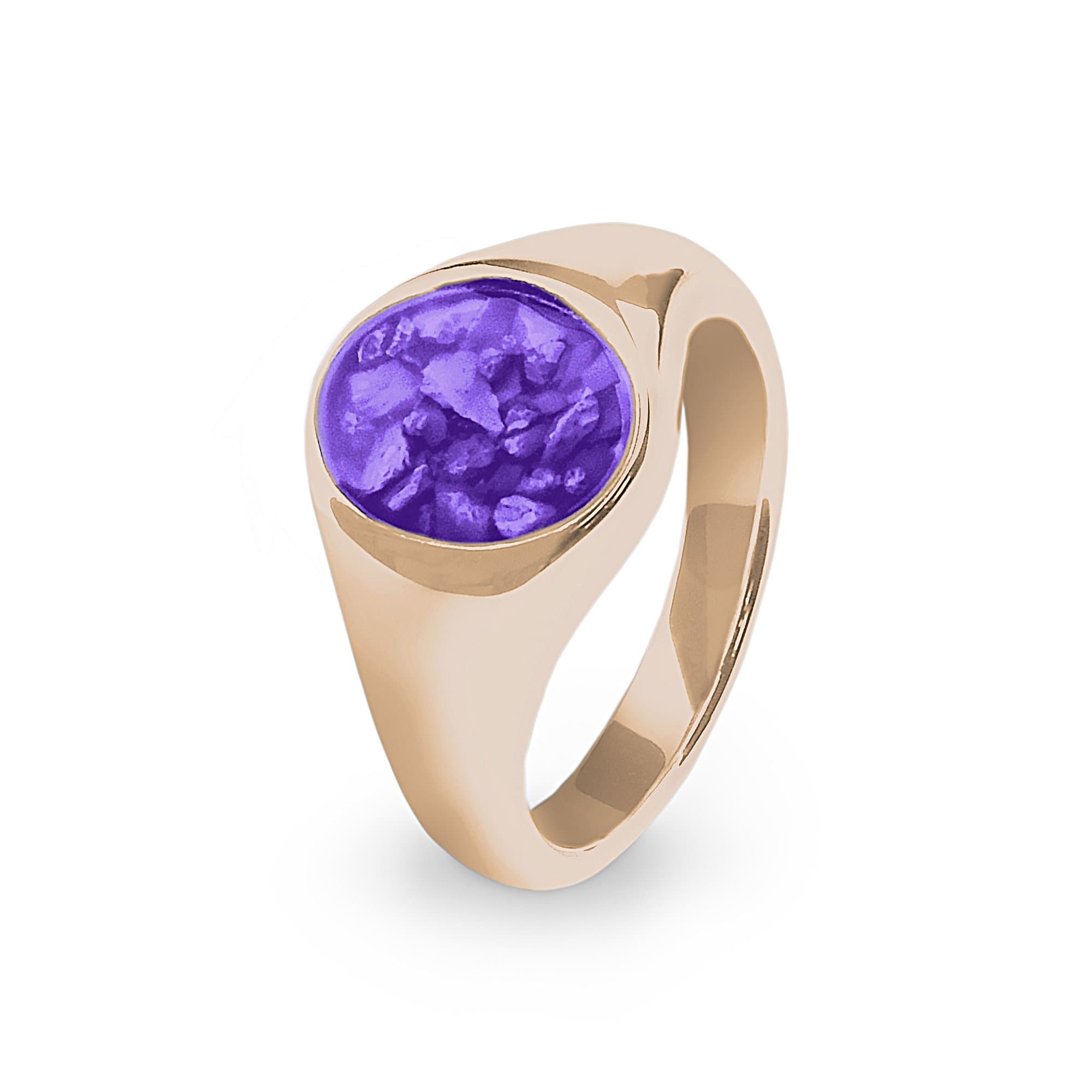 EverWith Unisex Shield Memorial Ashes Ring 9k Rose Gold Purple