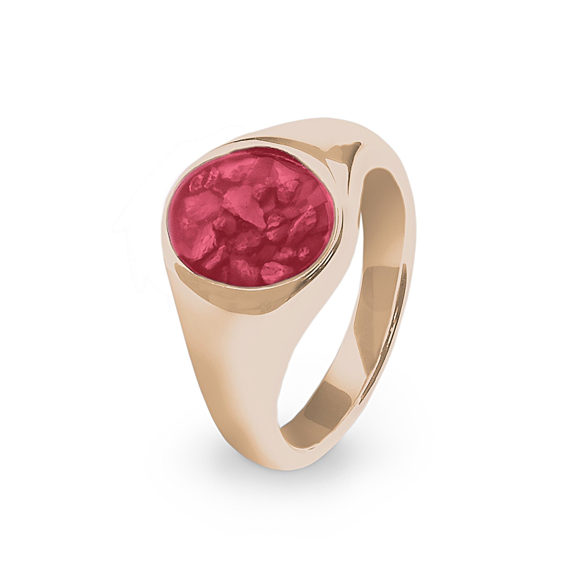 EverWith Unisex Shield Memorial Ashes Ring 9k Rose Gold Red