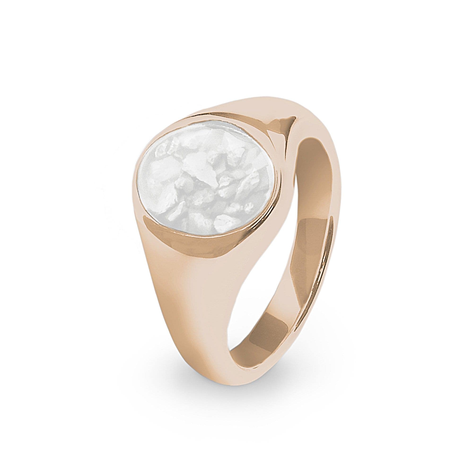 EverWith Unisex Shield Memorial Ashes Ring 9k Rose Gold White