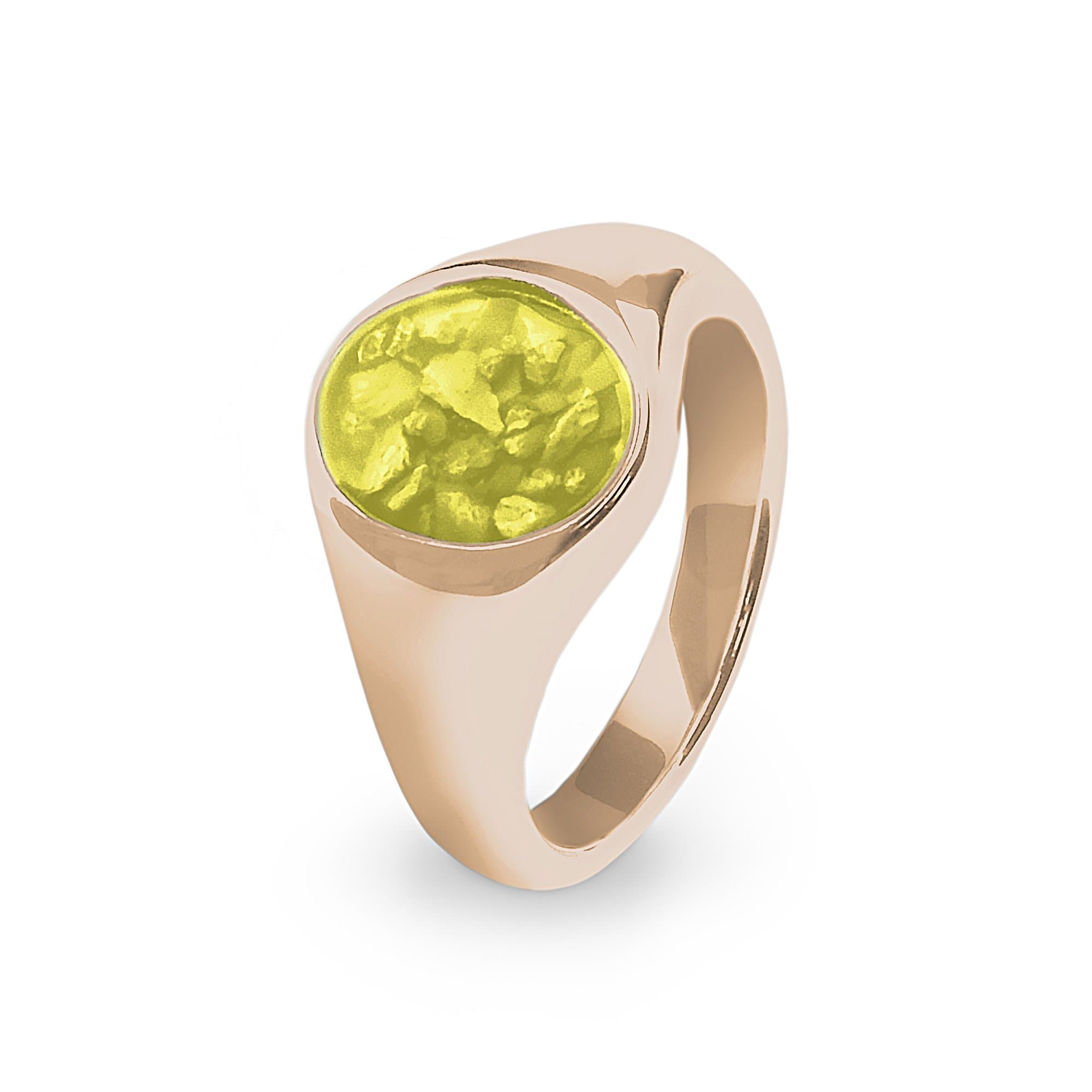 EverWith Unisex Shield Memorial Ashes Ring 9k Rose Gold Yellow