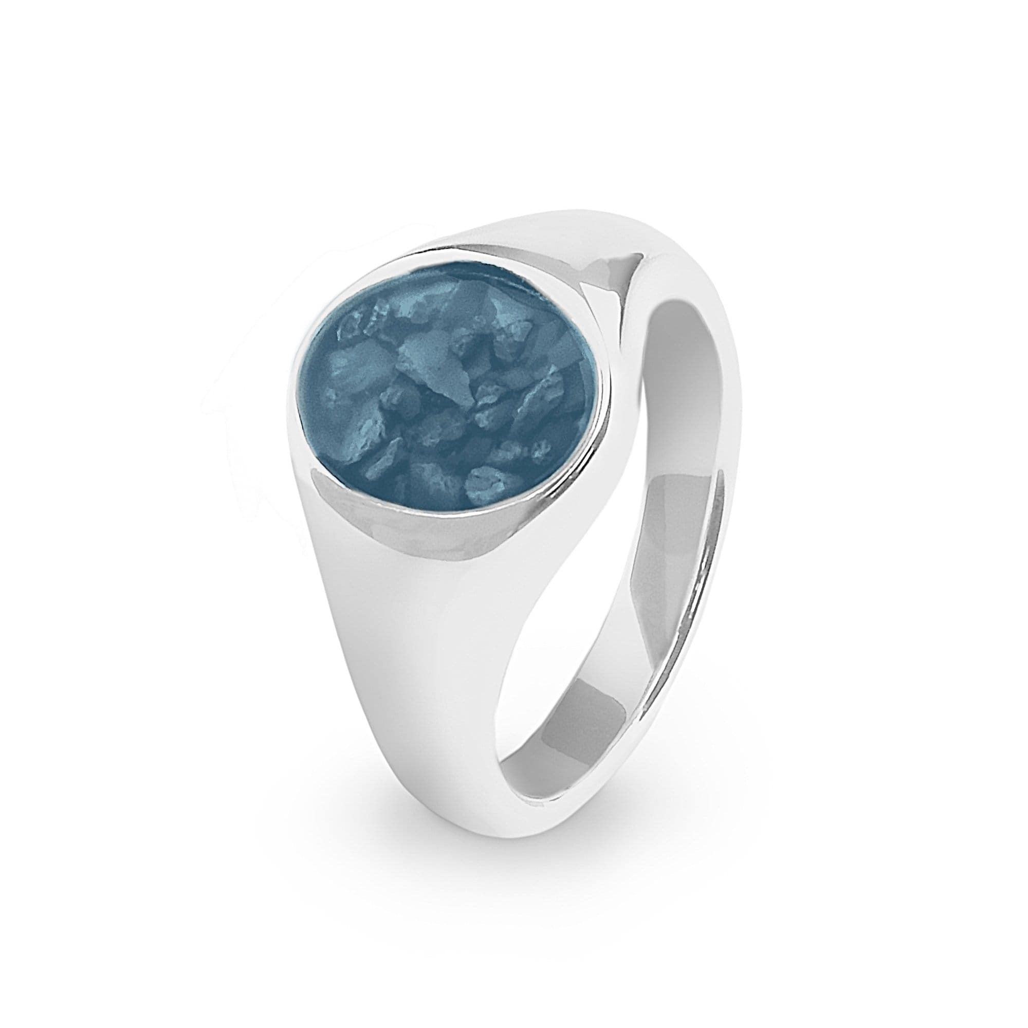 EverWith Unisex Shield Memorial Ashes Ring Blue