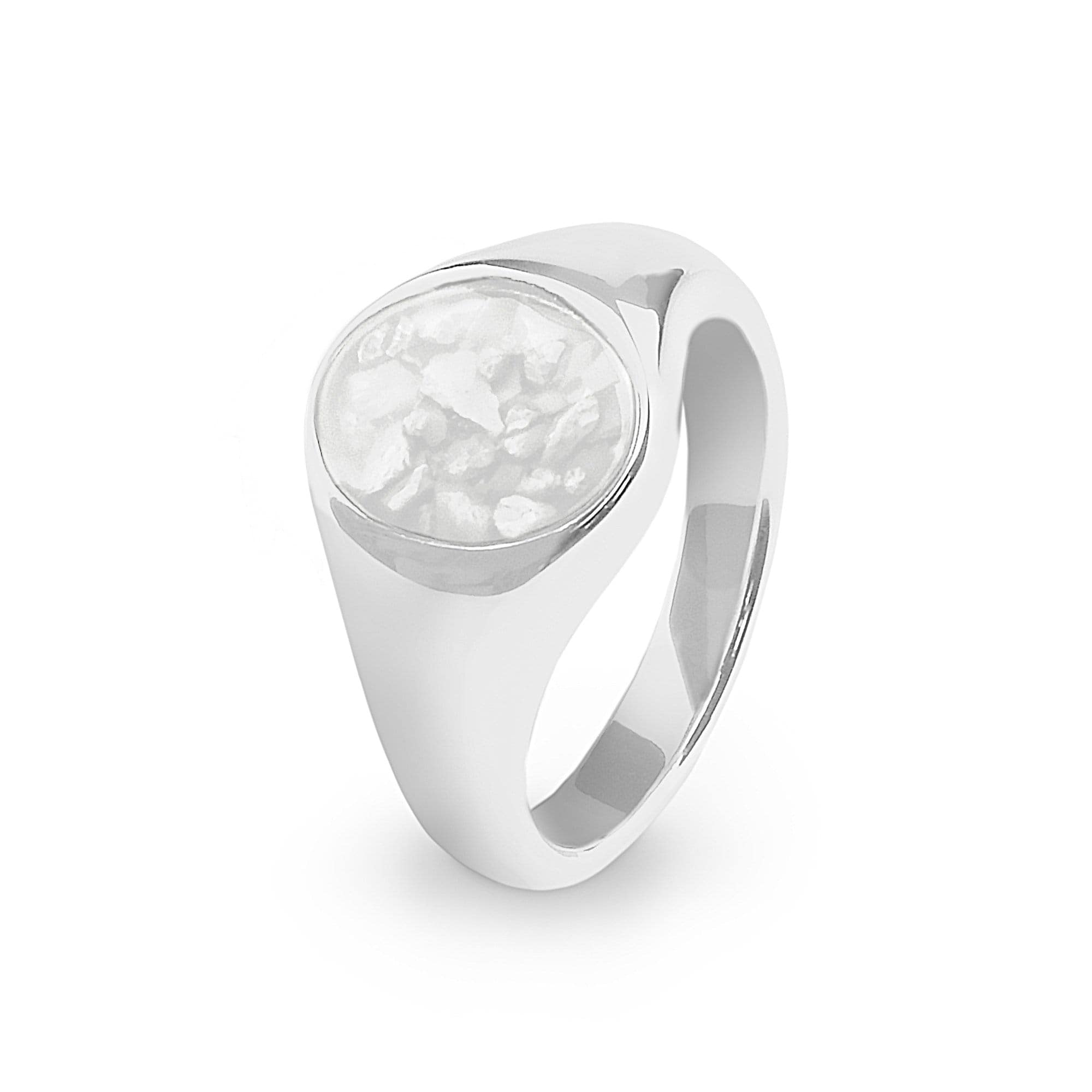 EverWith Unisex Shield Memorial Ashes Ring 9k White Gold White