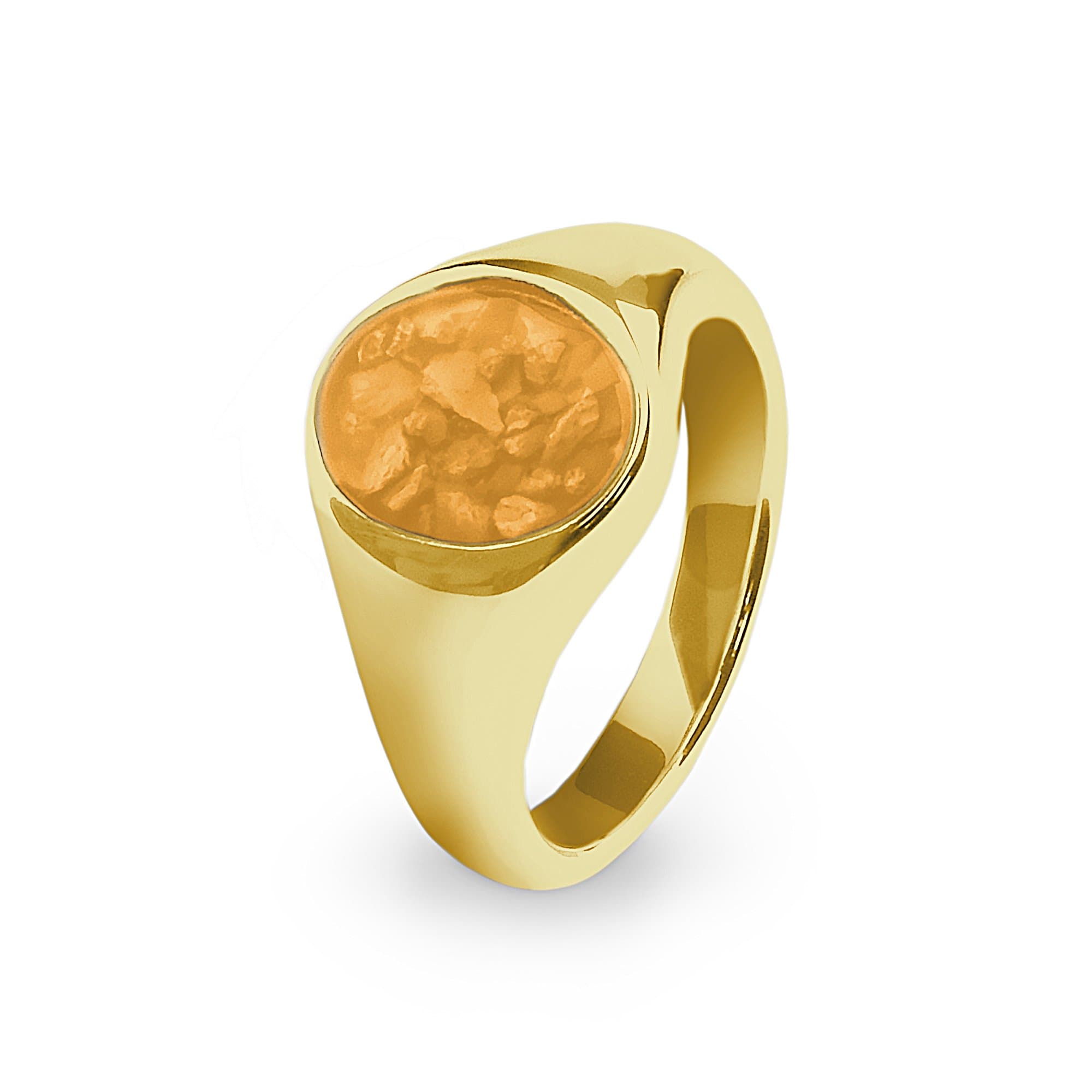 EverWith Unisex Shield Memorial Ashes Ring 9k Yellow Gold Orange