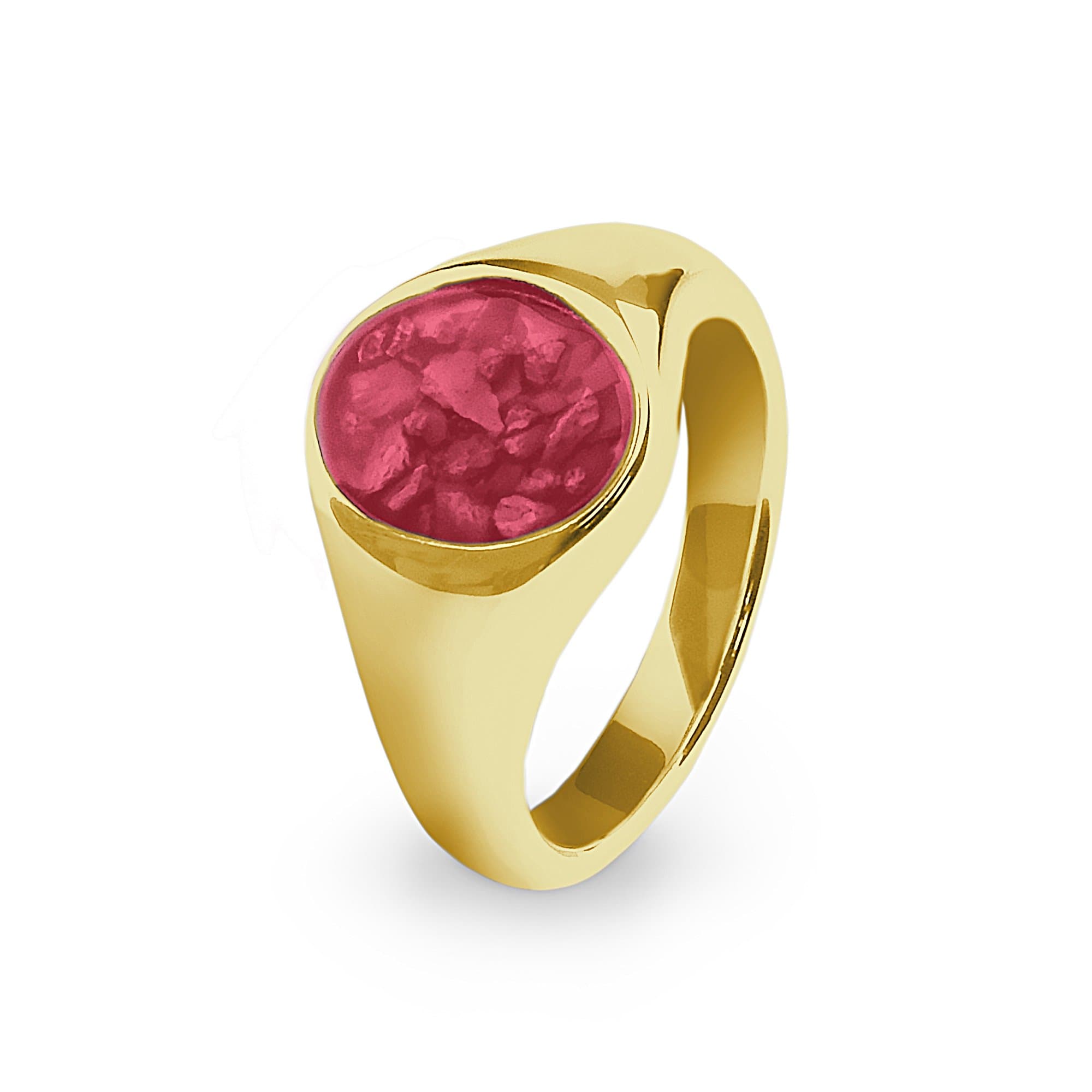 EverWith Unisex Shield Memorial Ashes Ring 9k Yellow Gold Red