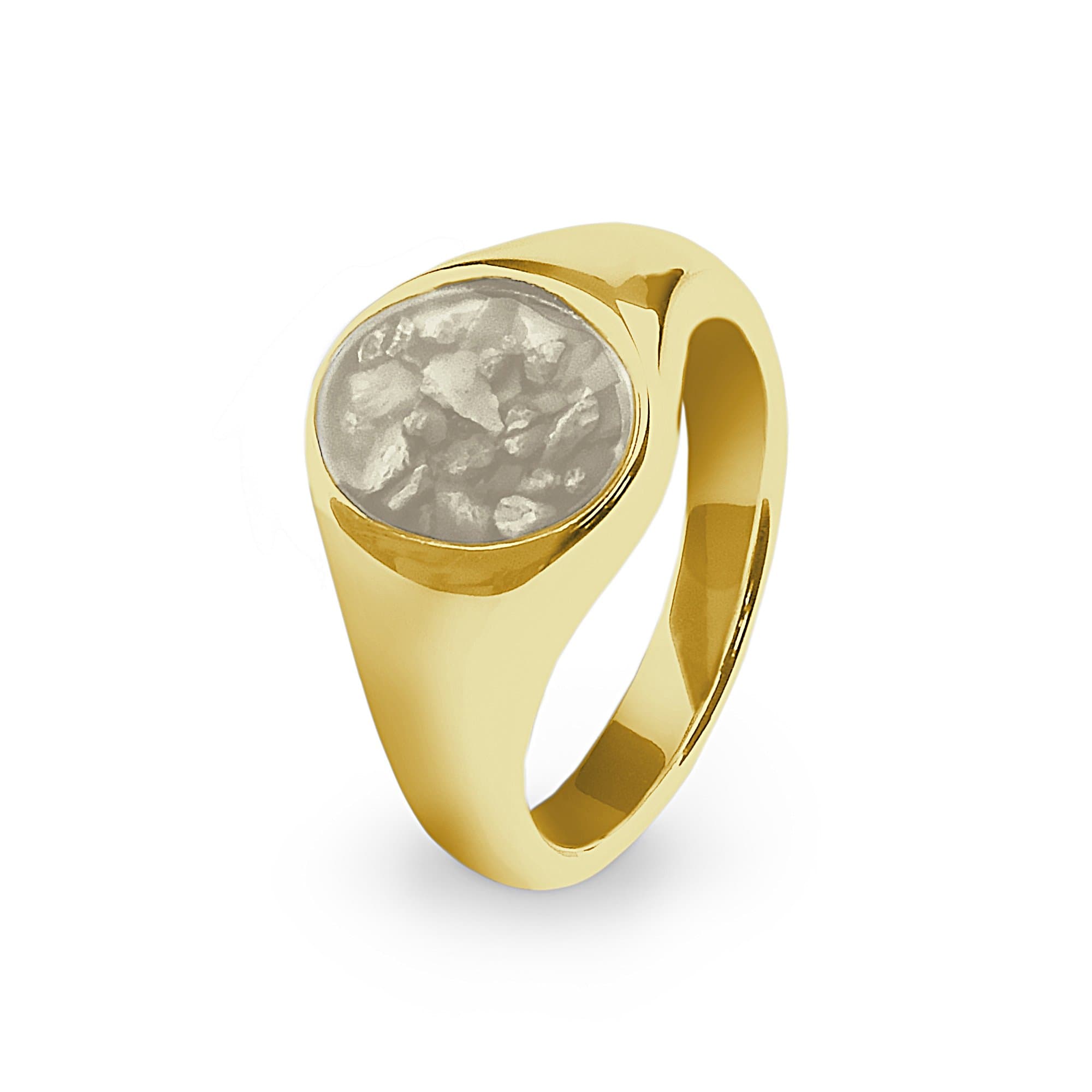 EverWith Unisex Shield Memorial Ashes Ring 9k Yellow Gold Transparent