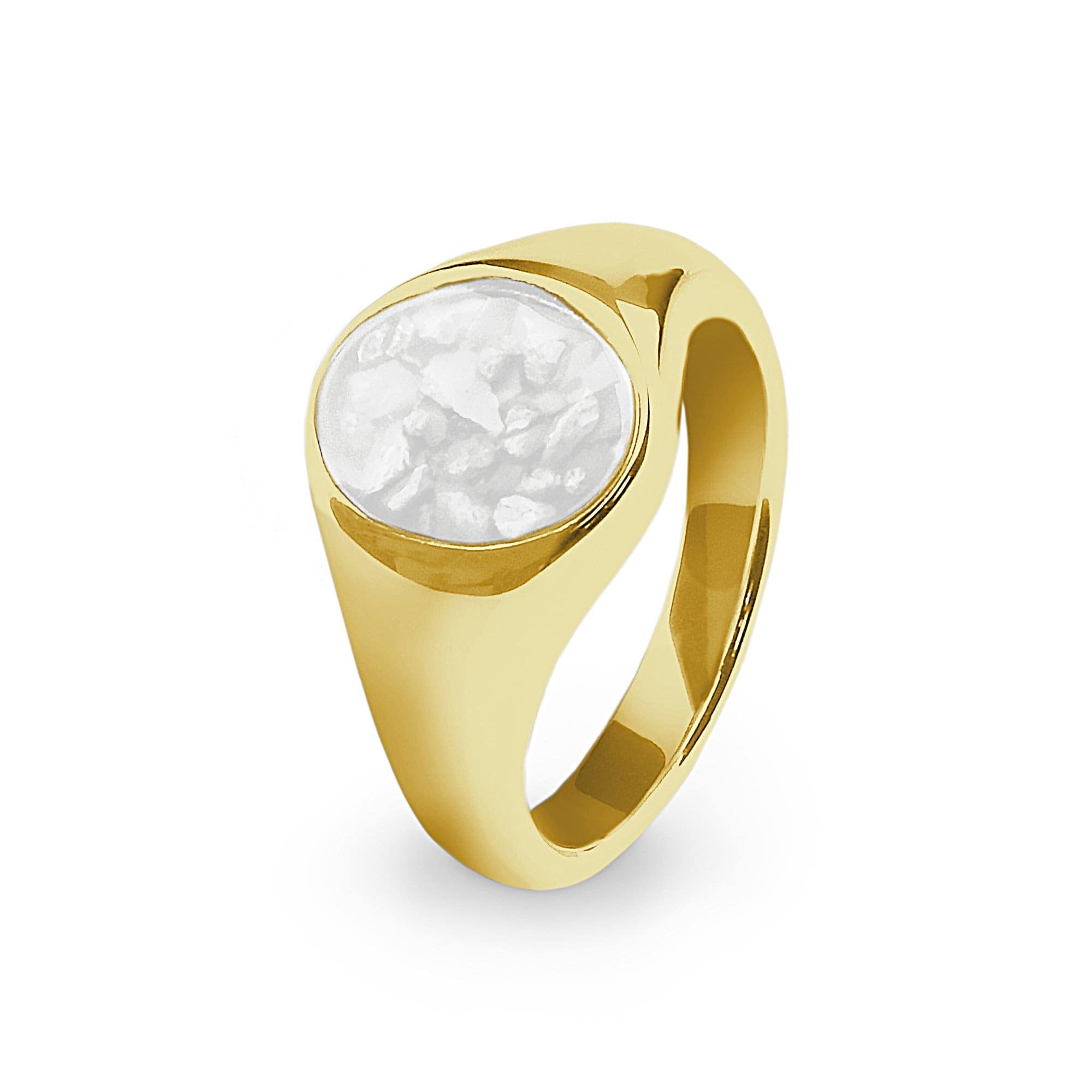 EverWith Unisex Shield Memorial Ashes Ring 9k Yellow Gold White