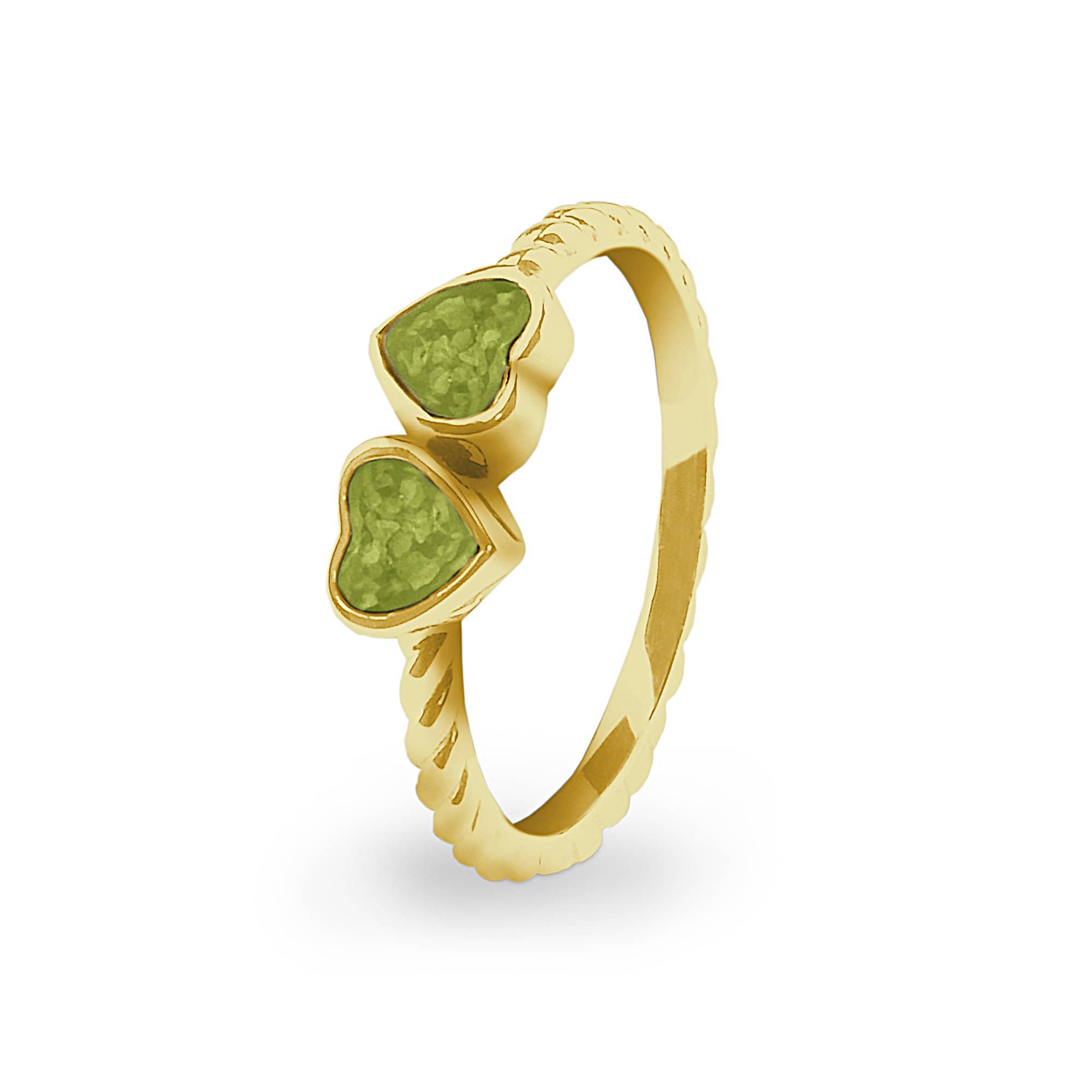EverWith Ladies Together Memorial Ashes Ring 9k Yellow Gold Green