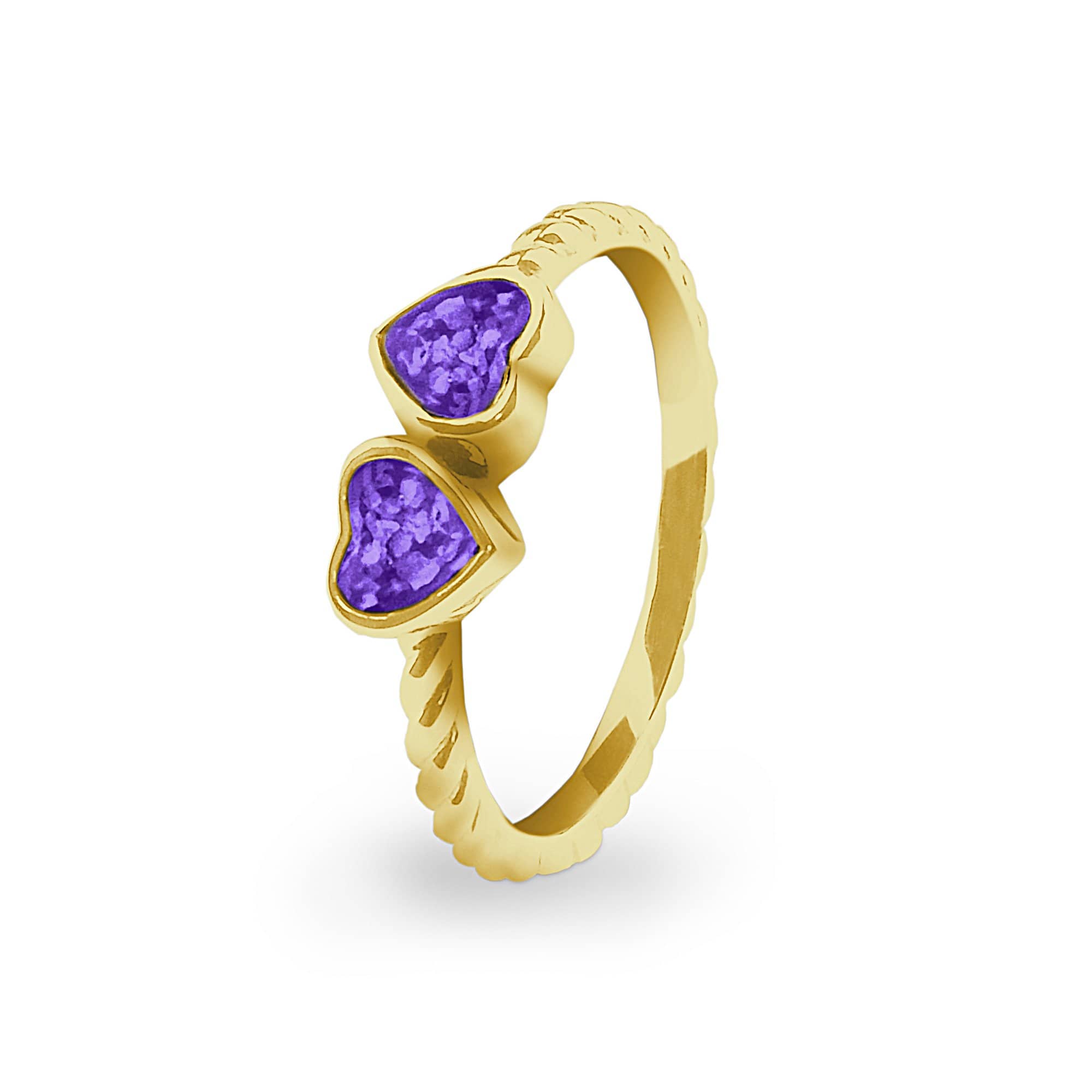 EverWith Ladies Together Memorial Ashes Ring 9k Yellow Gold Purple