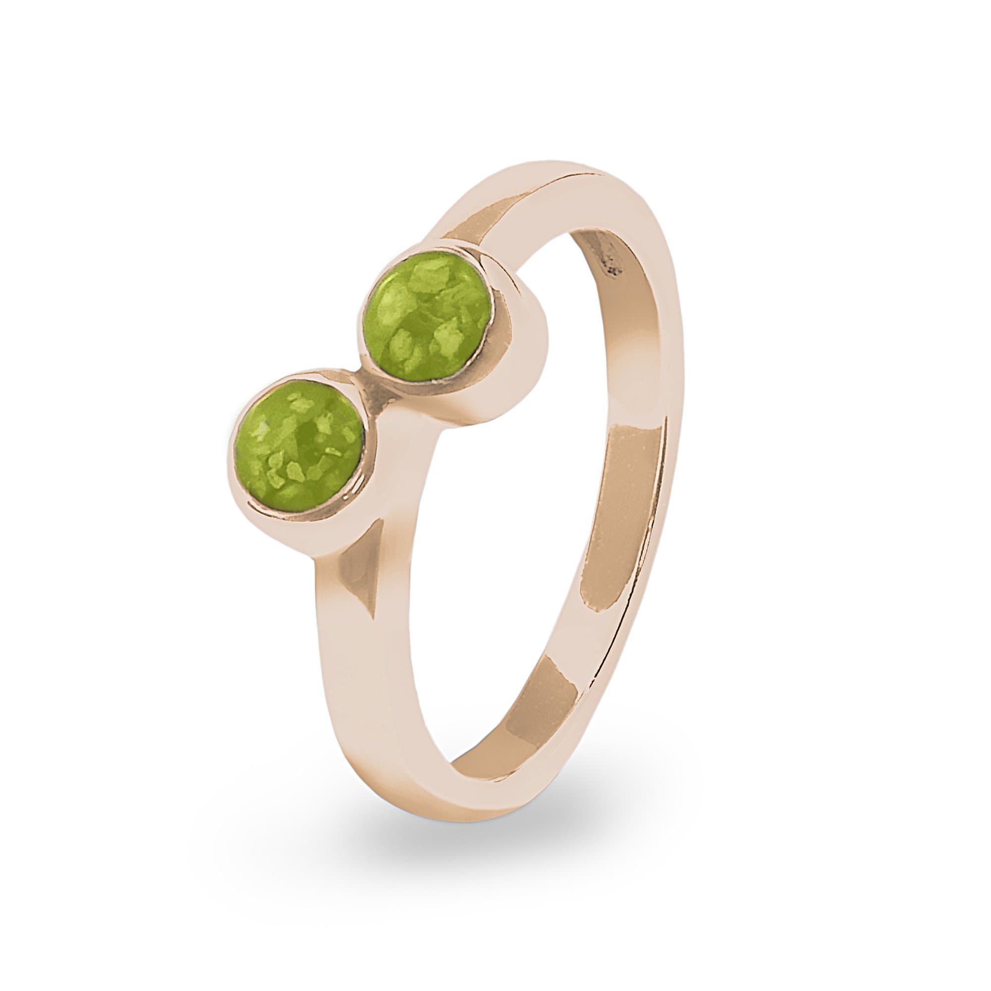 EverWith Ladies Inspire Memorial Ashes Ring 9k Rose Gold Green