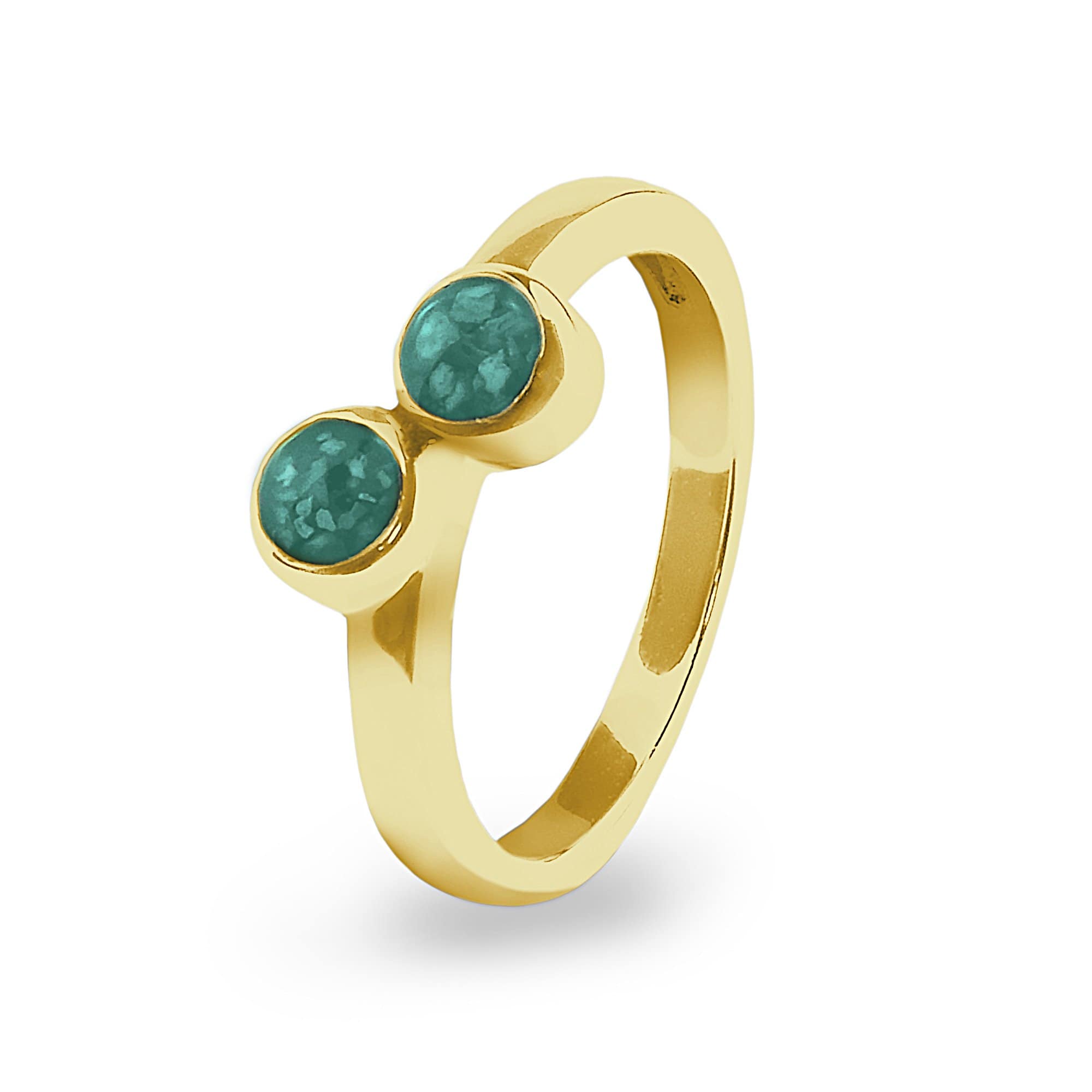 EverWith Ladies Inspire Memorial Ashes Ring 9k Yellow Gold Aqua