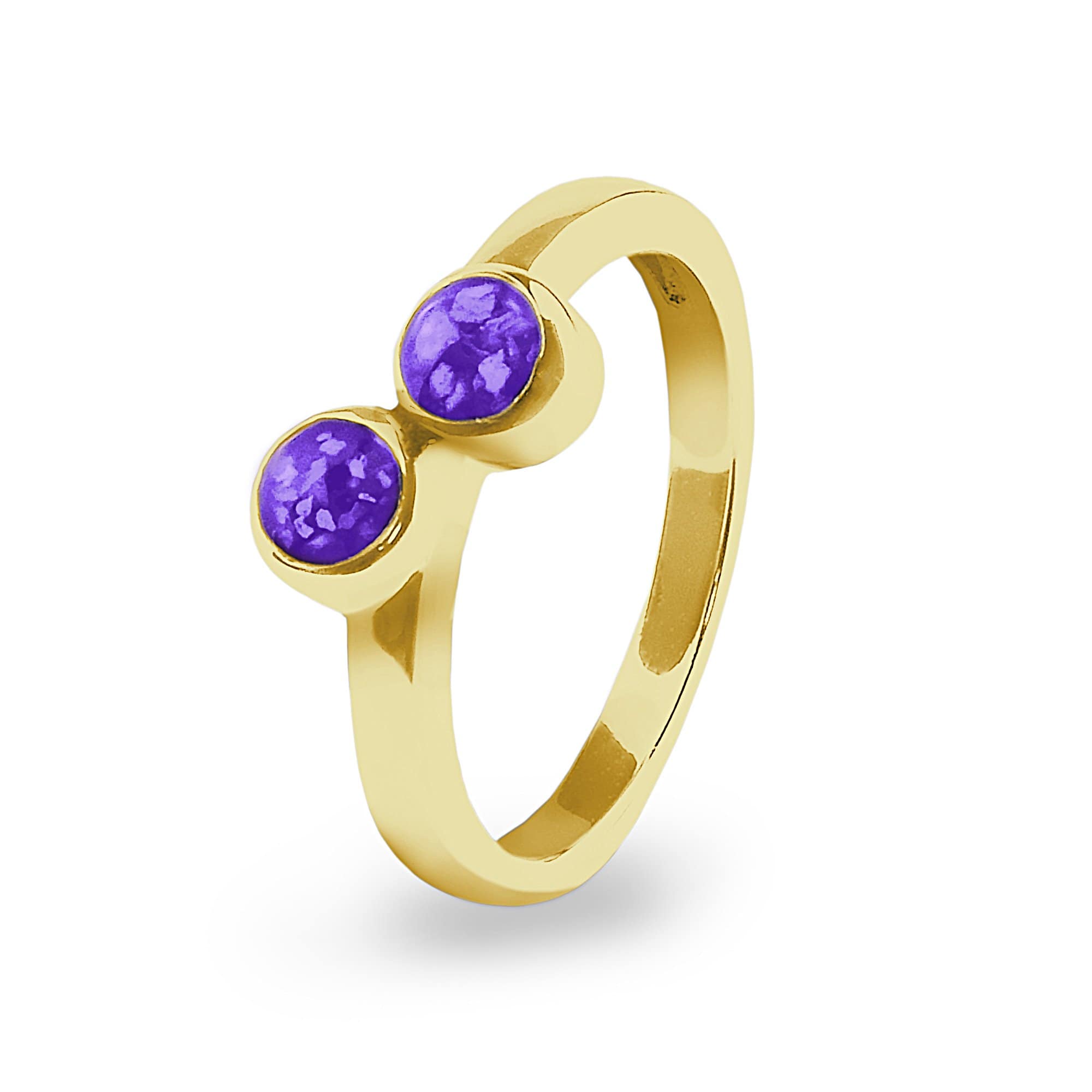 EverWith Ladies Inspire Memorial Ashes Ring 9k Yellow Gold Purple