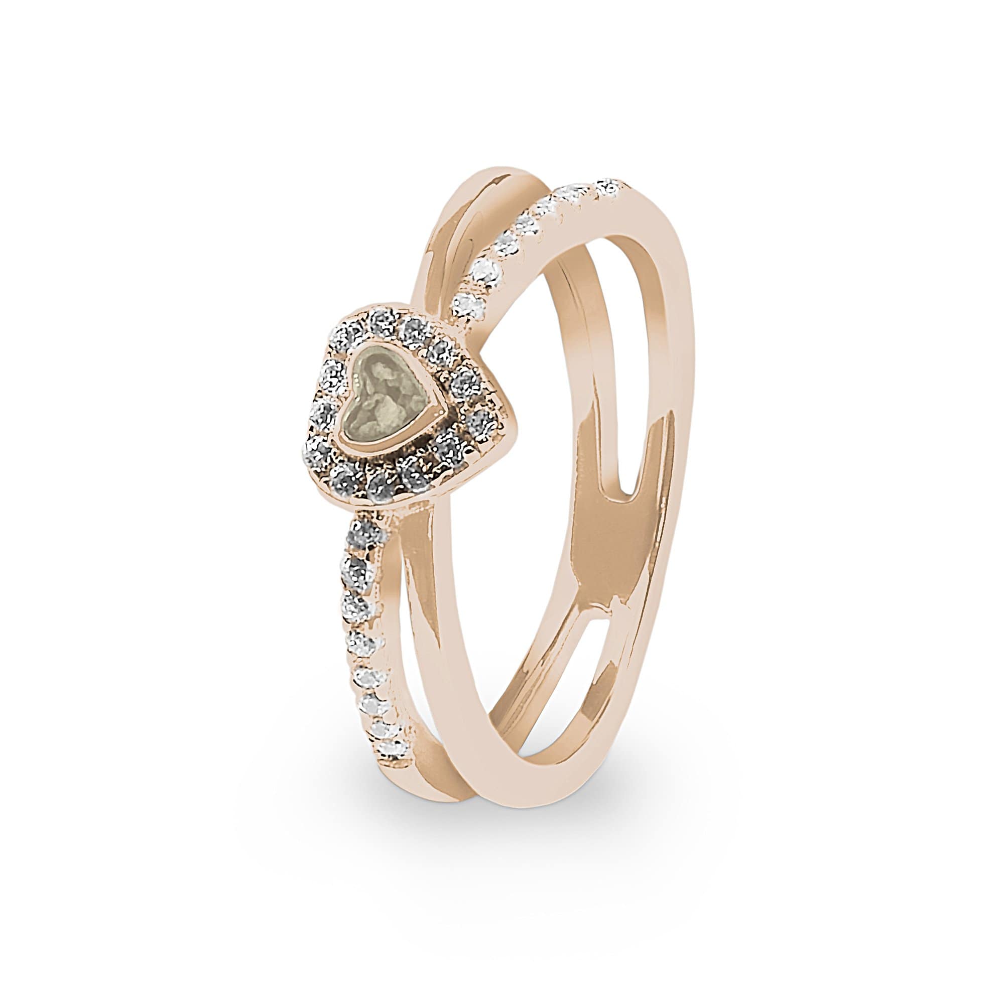 EverWith Ladies Sweetheart Memorial Ashes Ring with Fine Crystals 9k Rose Gold Transparent
