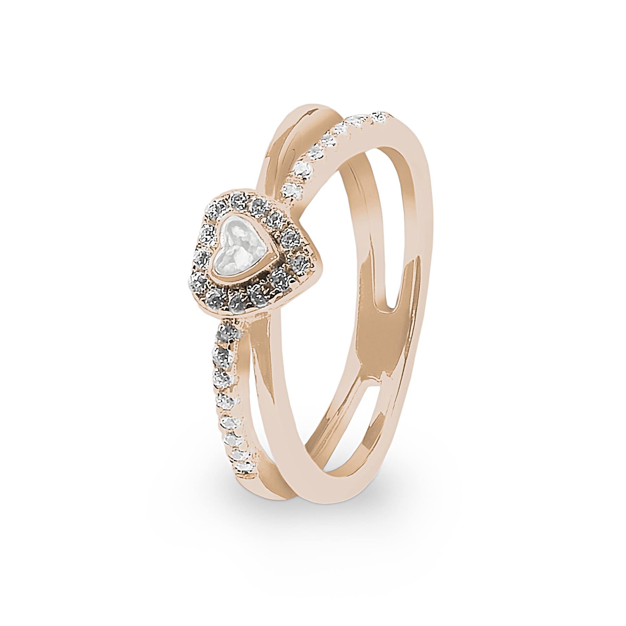 EverWith Ladies Sweetheart Memorial Ashes Ring with Fine Crystals 9k Rose Gold White