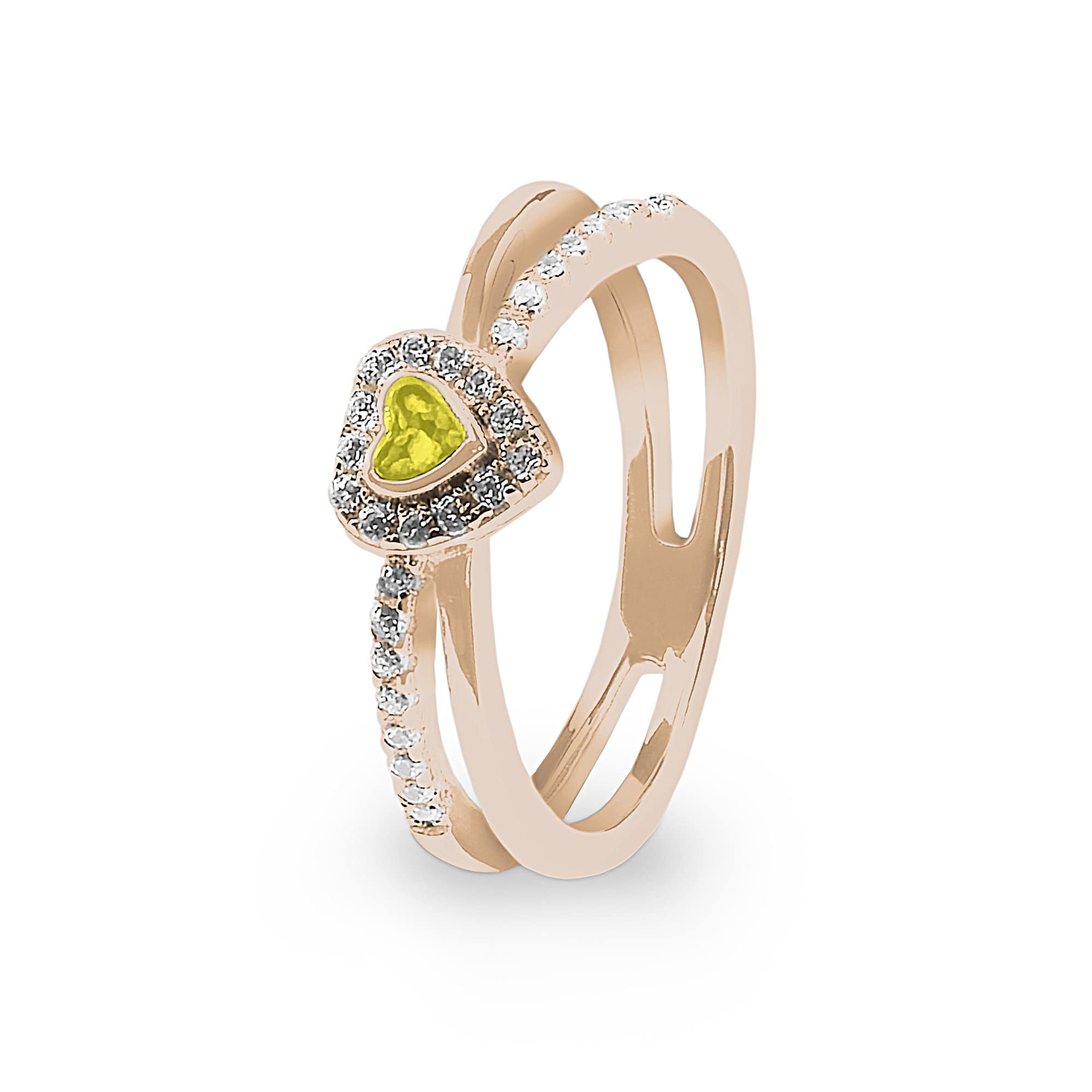 EverWith Ladies Sweetheart Memorial Ashes Ring with Fine Crystals 9k Rose Gold Yellow