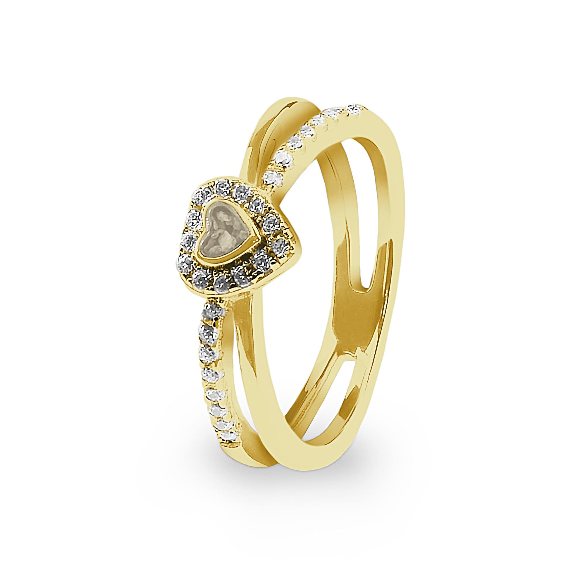 EverWith Ladies Sweetheart Memorial Ashes Ring with Fine Crystals 9k Yellow Gold Transparent