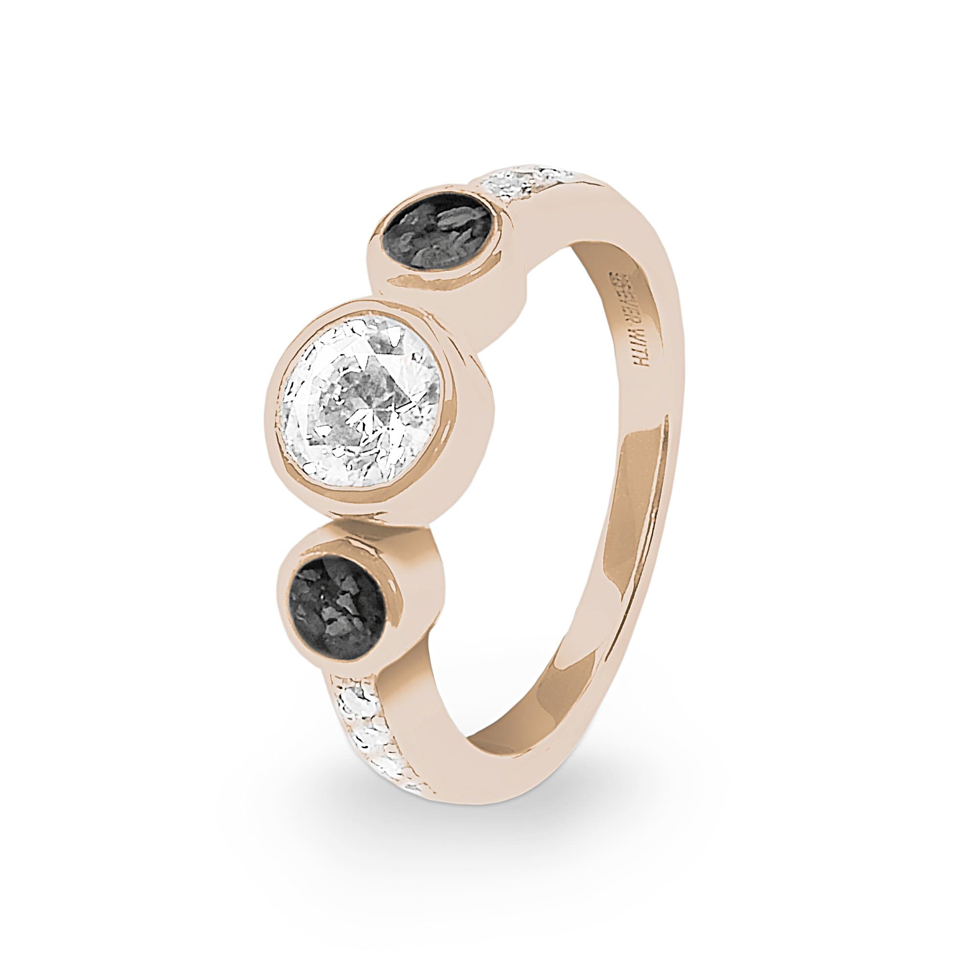 EverWith Ladies Jewel Memorial Ashes Ring with Fine Crystal 9k Rose Gold Black