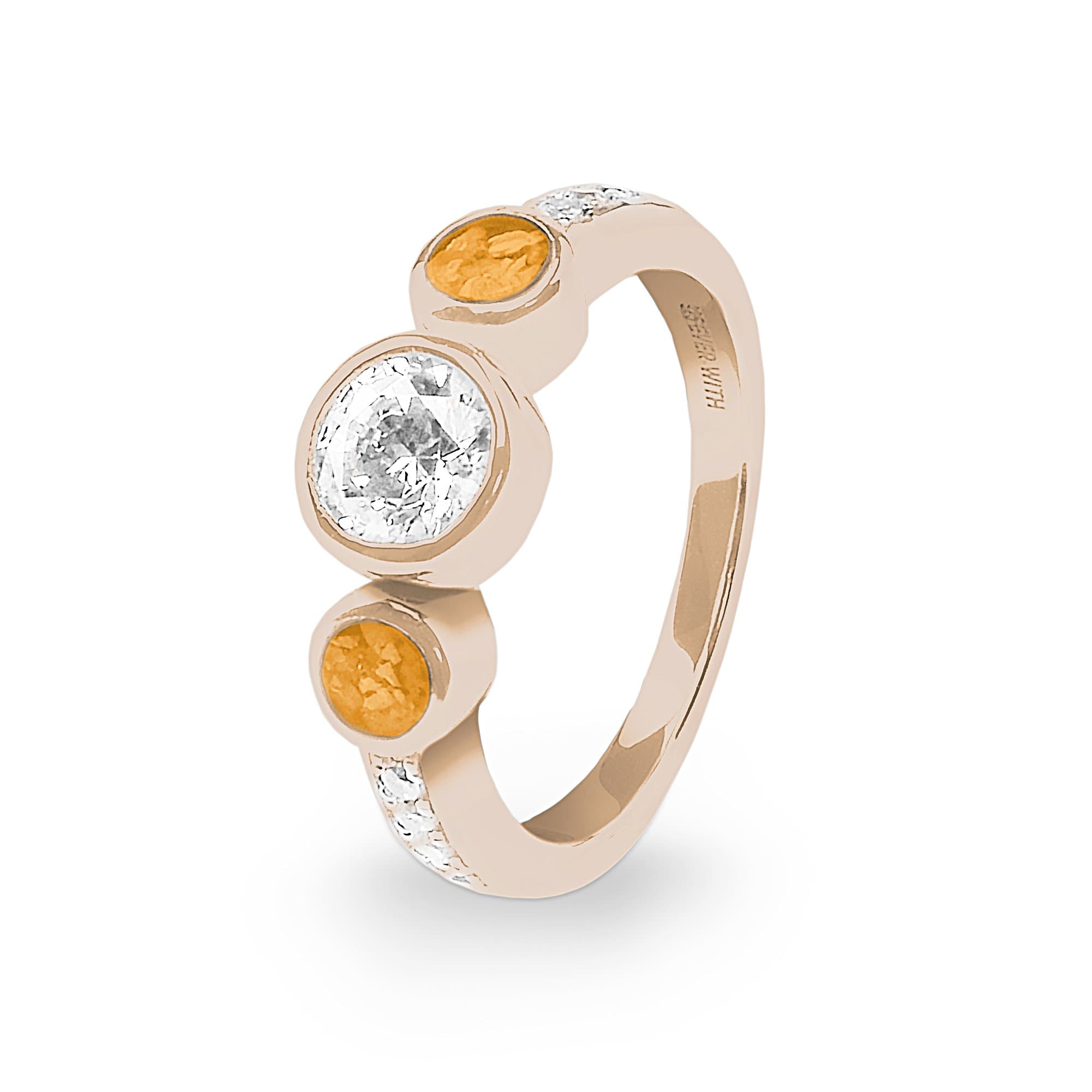 EverWith Ladies Jewel Memorial Ashes Ring with Fine Crystal 9k Rose Gold Orange