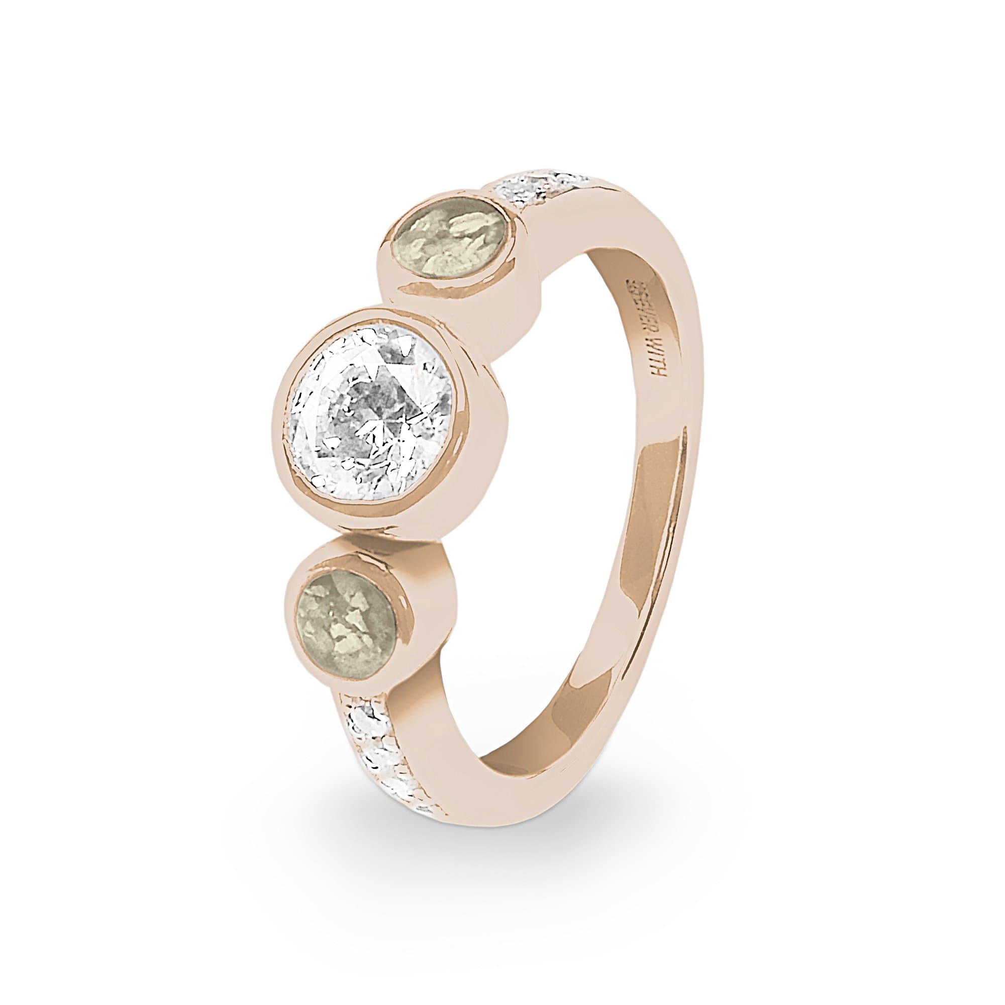EverWith Ladies Jewel Memorial Ashes Ring with Fine Crystal 9k Rose Gold Transparent