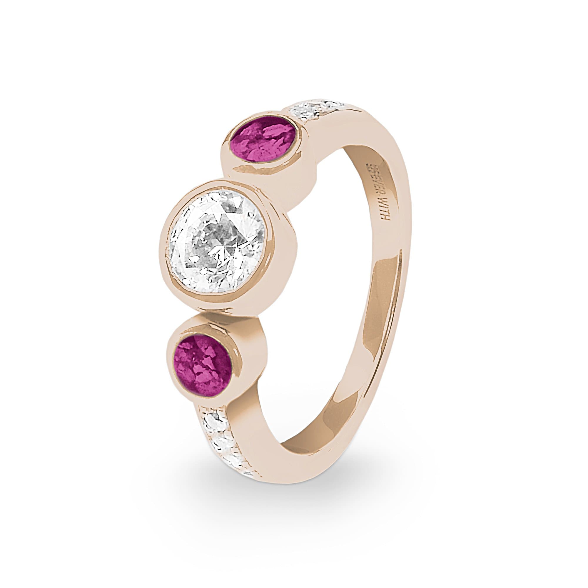 EverWith Ladies Jewel Memorial Ashes Ring with Fine Crystal 9k Rose Gold Violet