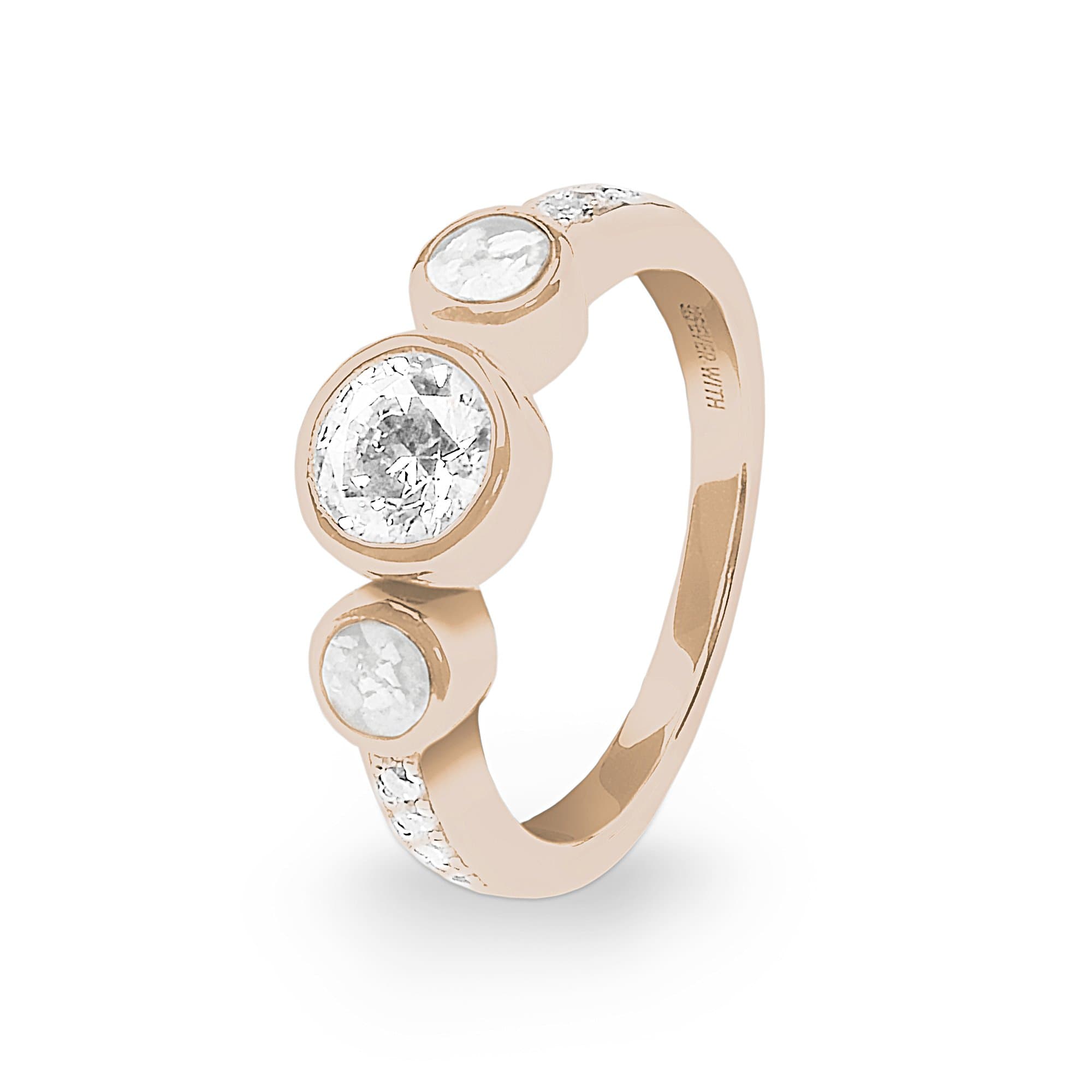 EverWith Ladies Jewel Memorial Ashes Ring with Fine Crystal 9k Rose Gold White