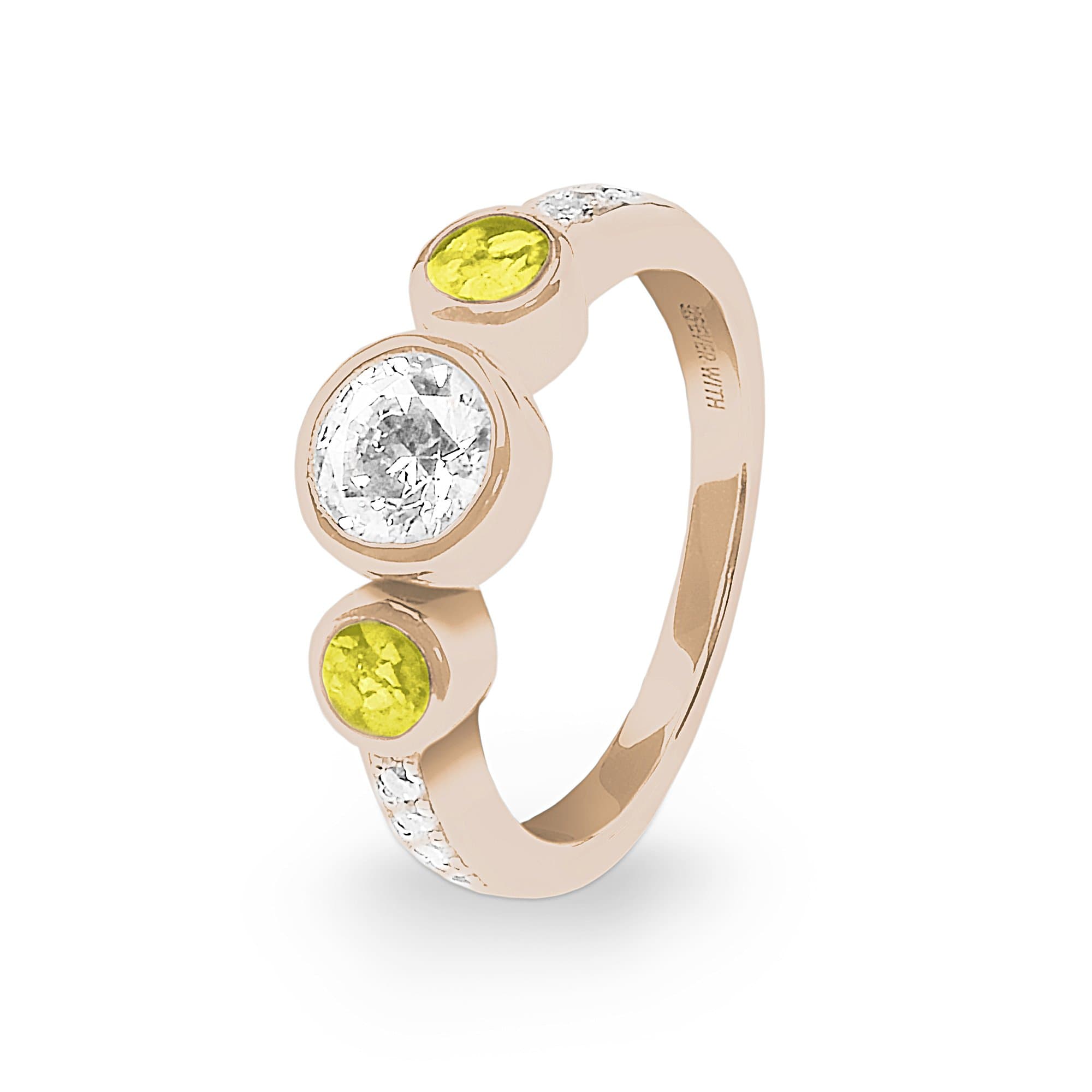 EverWith Ladies Jewel Memorial Ashes Ring with Fine Crystal 9k Rose Gold Yellow