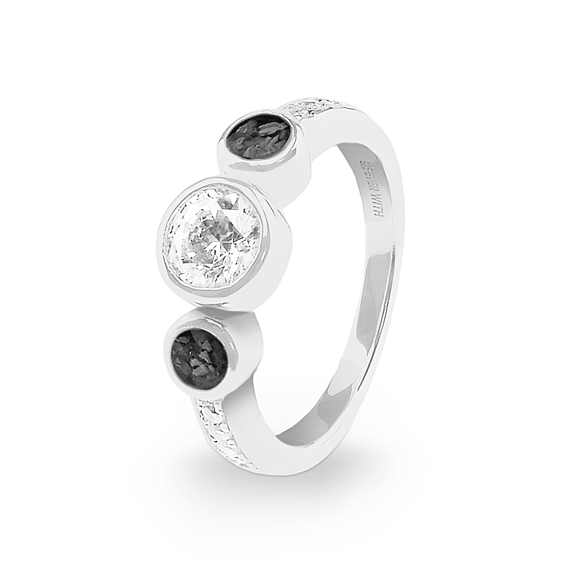 EverWith Ladies Jewel Memorial Ashes Ring with Fine Crystal Black