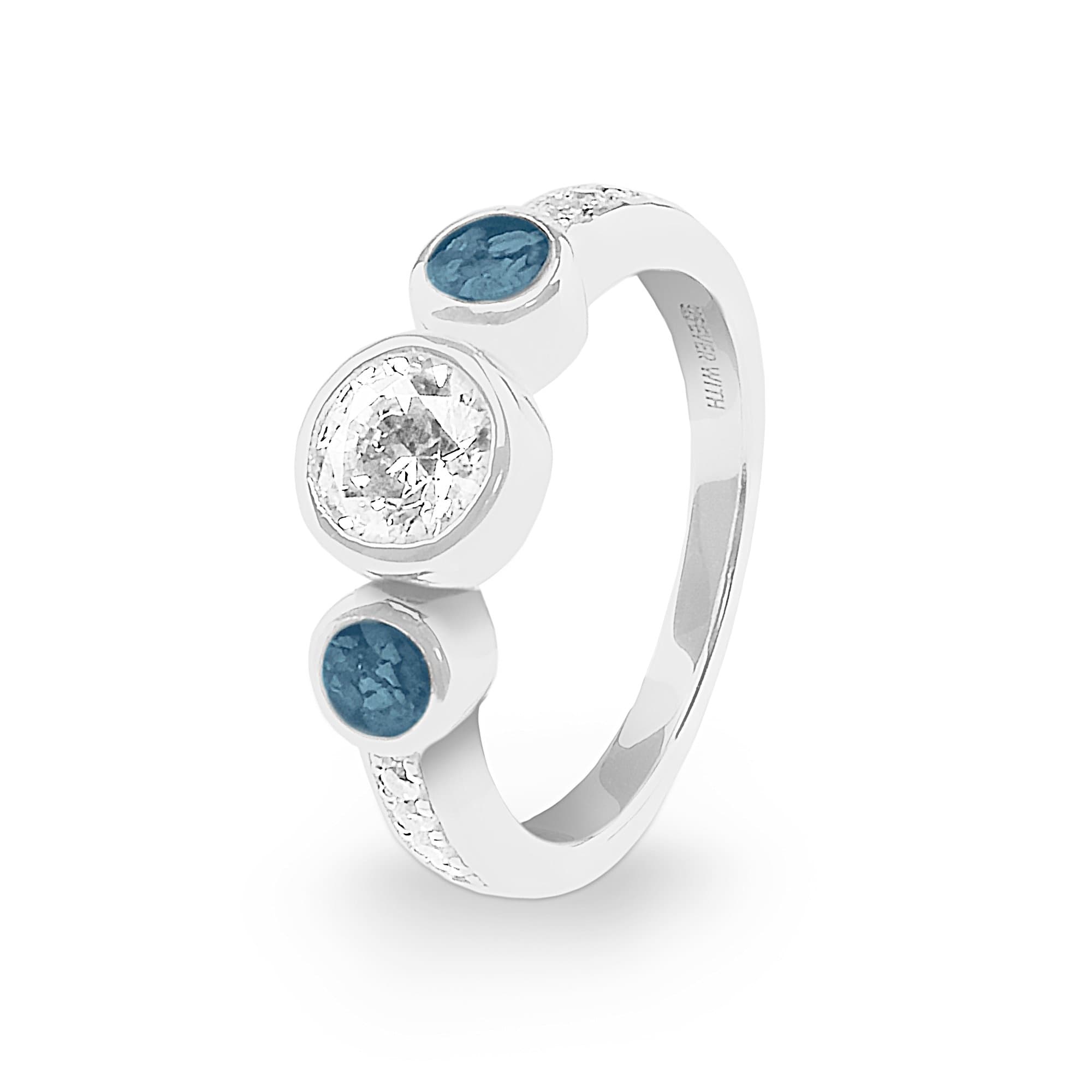 EverWith Ladies Jewel Memorial Ashes Ring with Fine Crystal Blue