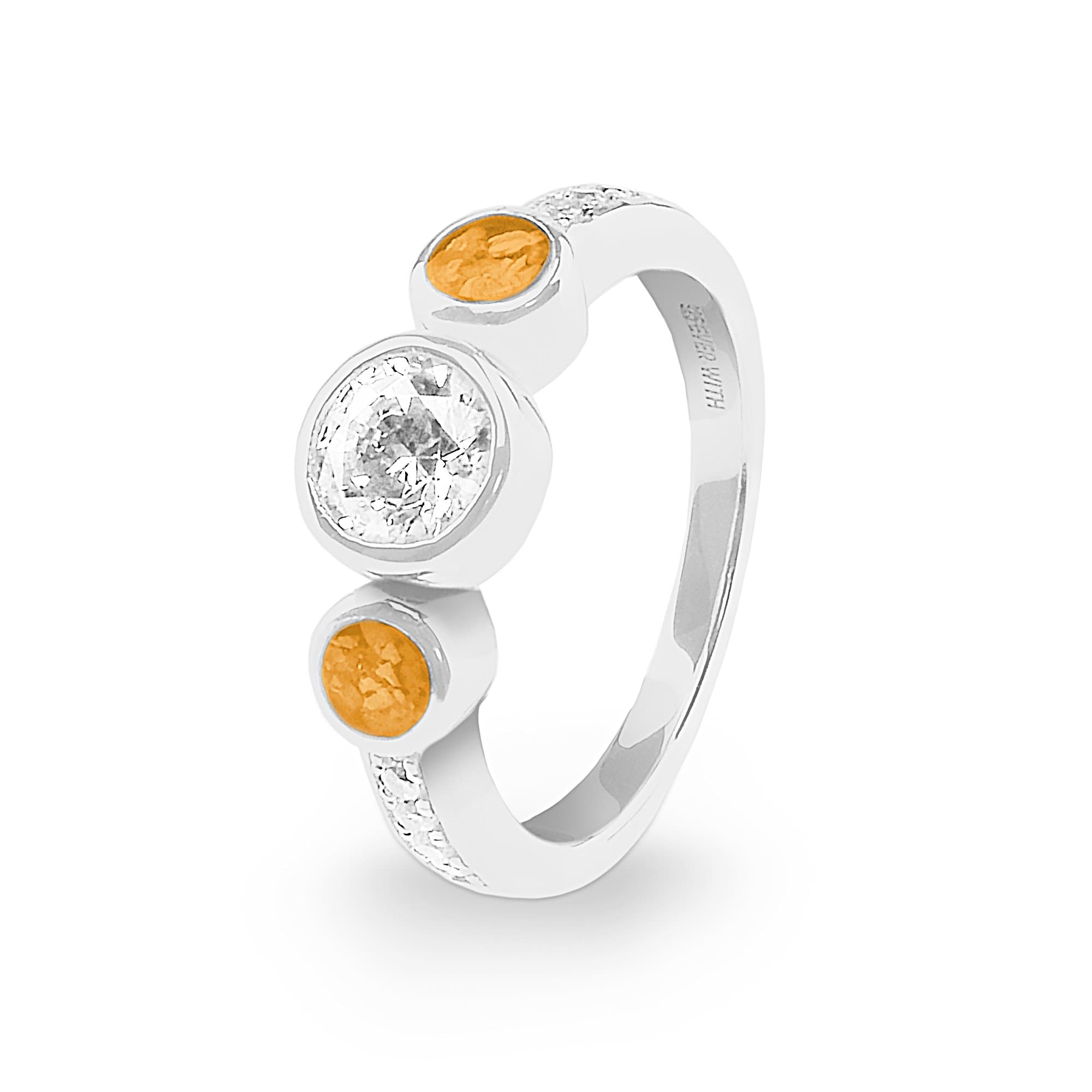 EverWith Ladies Jewel Memorial Ashes Ring with Fine Crystal Orange
