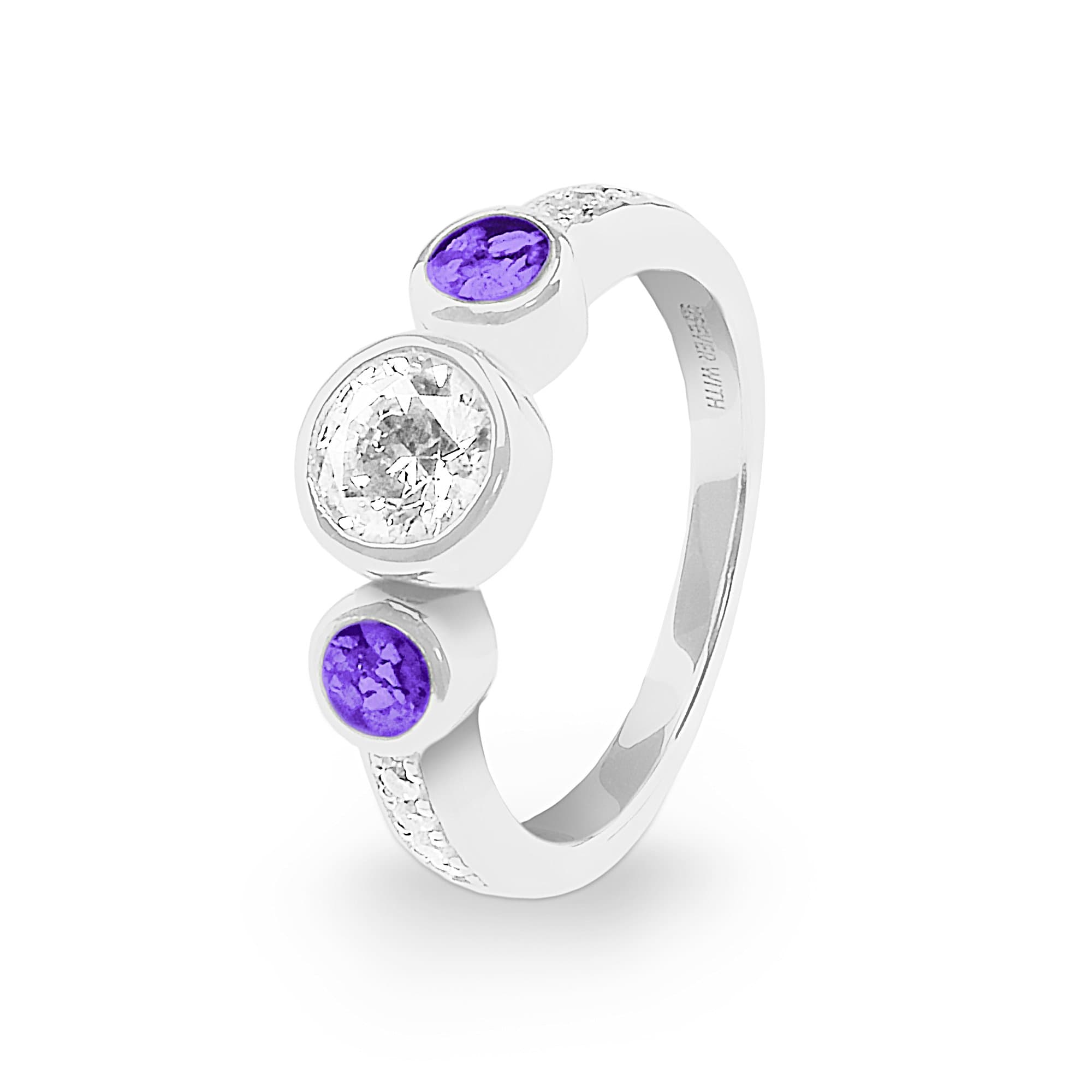 EverWith Ladies Jewel Memorial Ashes Ring with Fine Crystal Purple