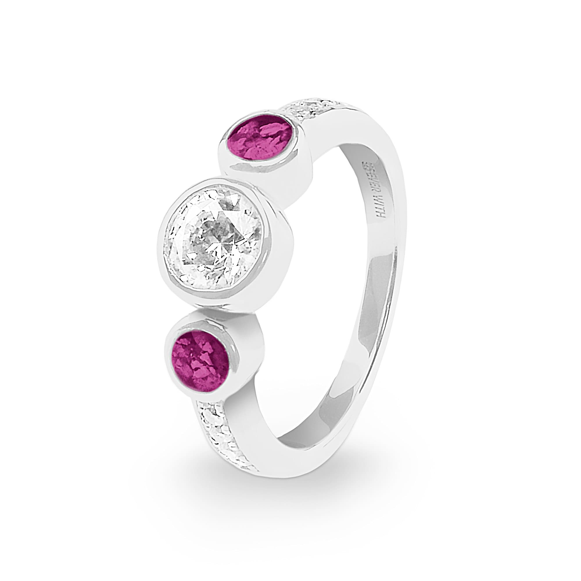 EverWith Ladies Jewel Memorial Ashes Ring with Fine Crystal Violet