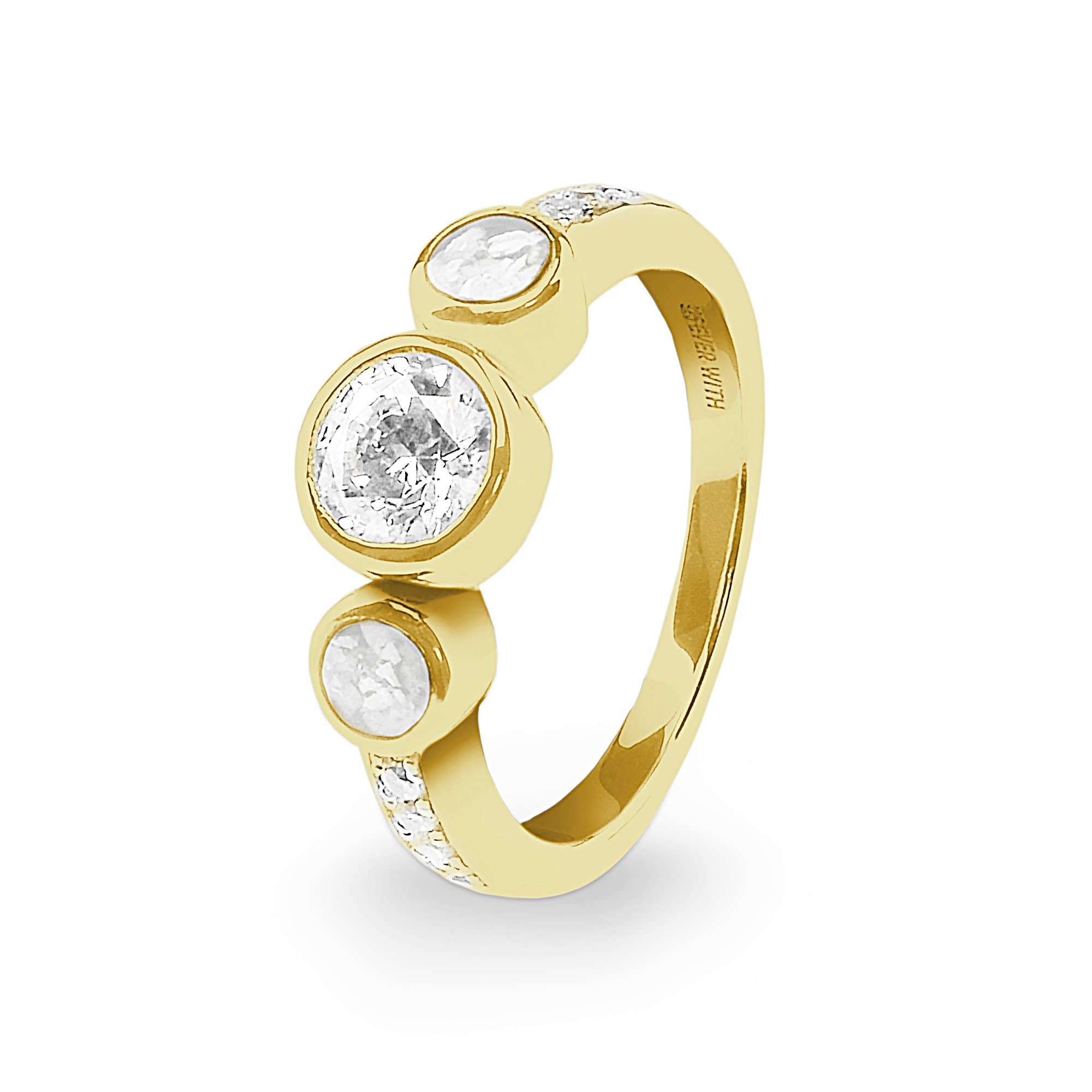 EverWith Ladies Jewel Memorial Ashes Ring with Fine Crystal 9k Yellow Gold White
