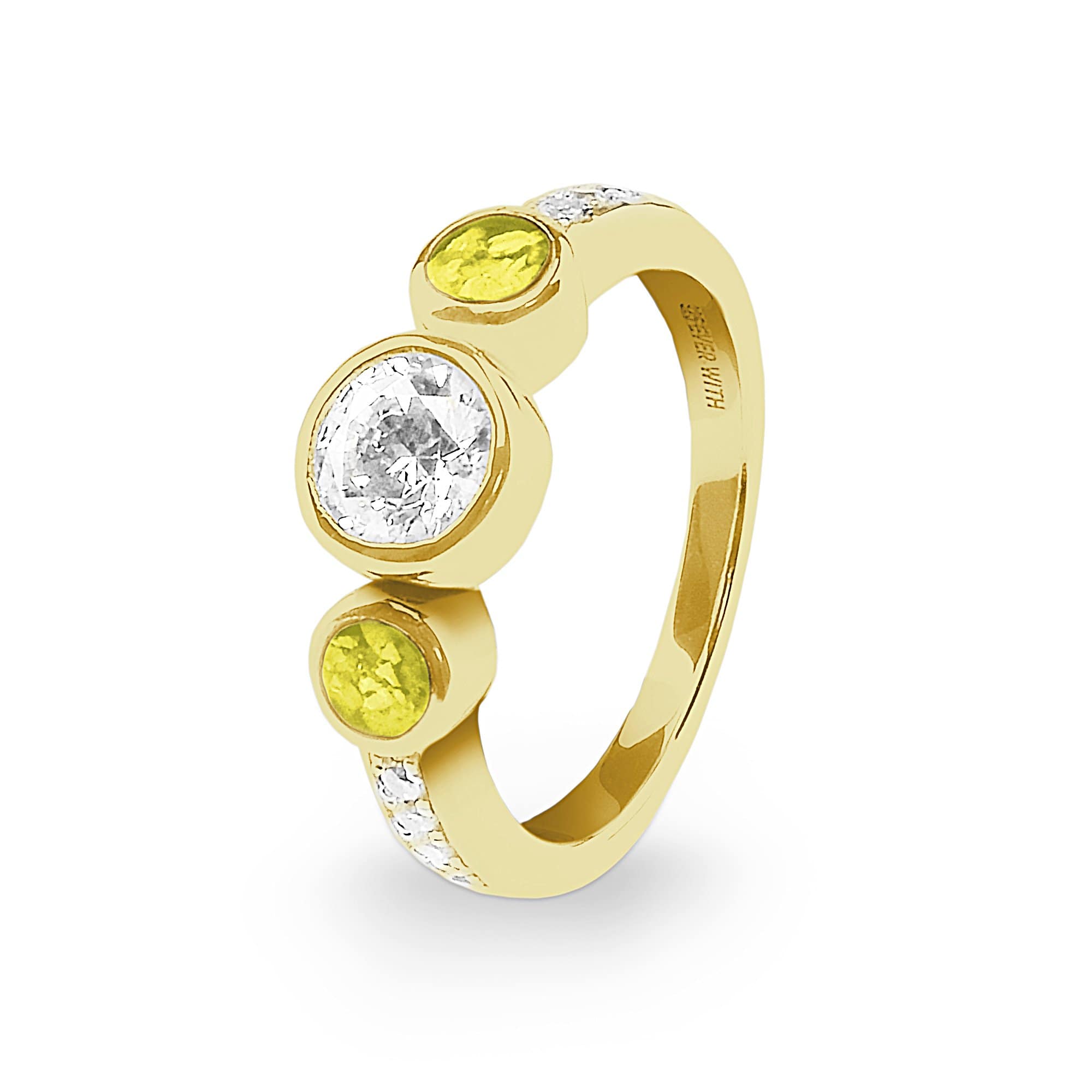 EverWith Ladies Jewel Memorial Ashes Ring with Fine Crystal 9k Yellow Gold Yellow