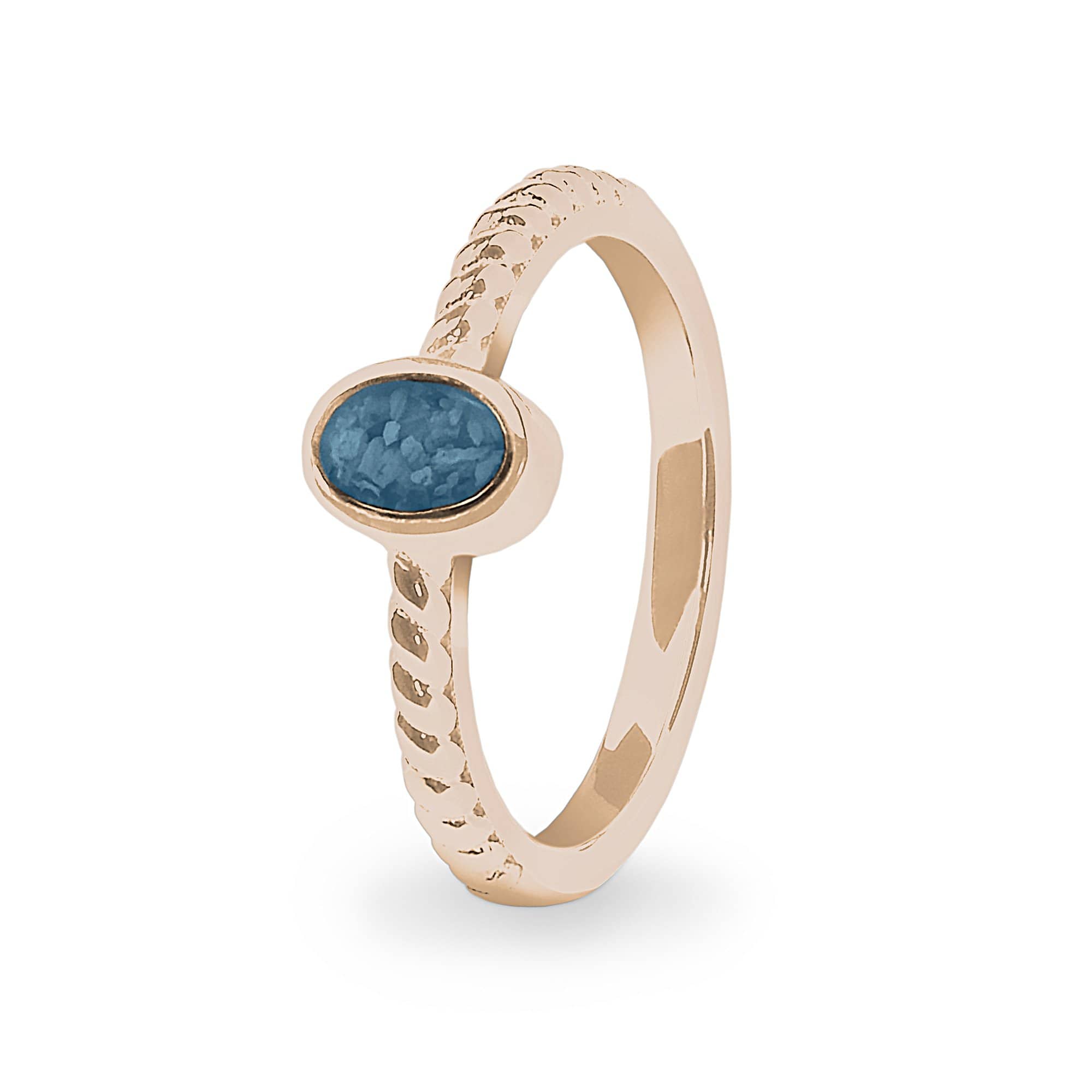 EverWith Ladies Petite Guard Memorial Ashes Ring 9k Rose Gold Blue