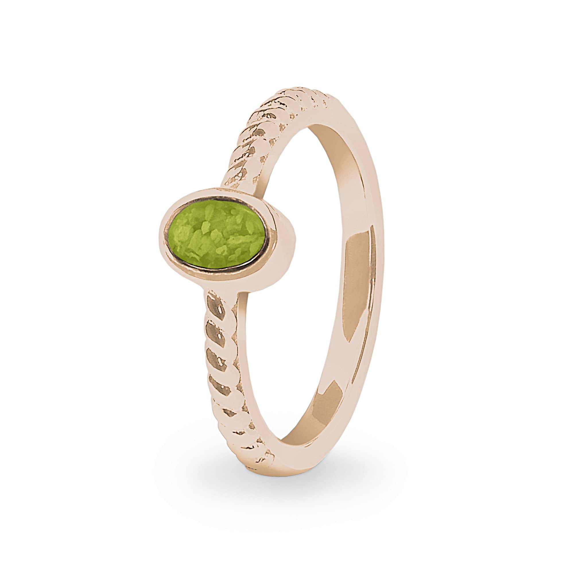 EverWith Ladies Petite Guard Memorial Ashes Ring 9k Rose Gold Green
