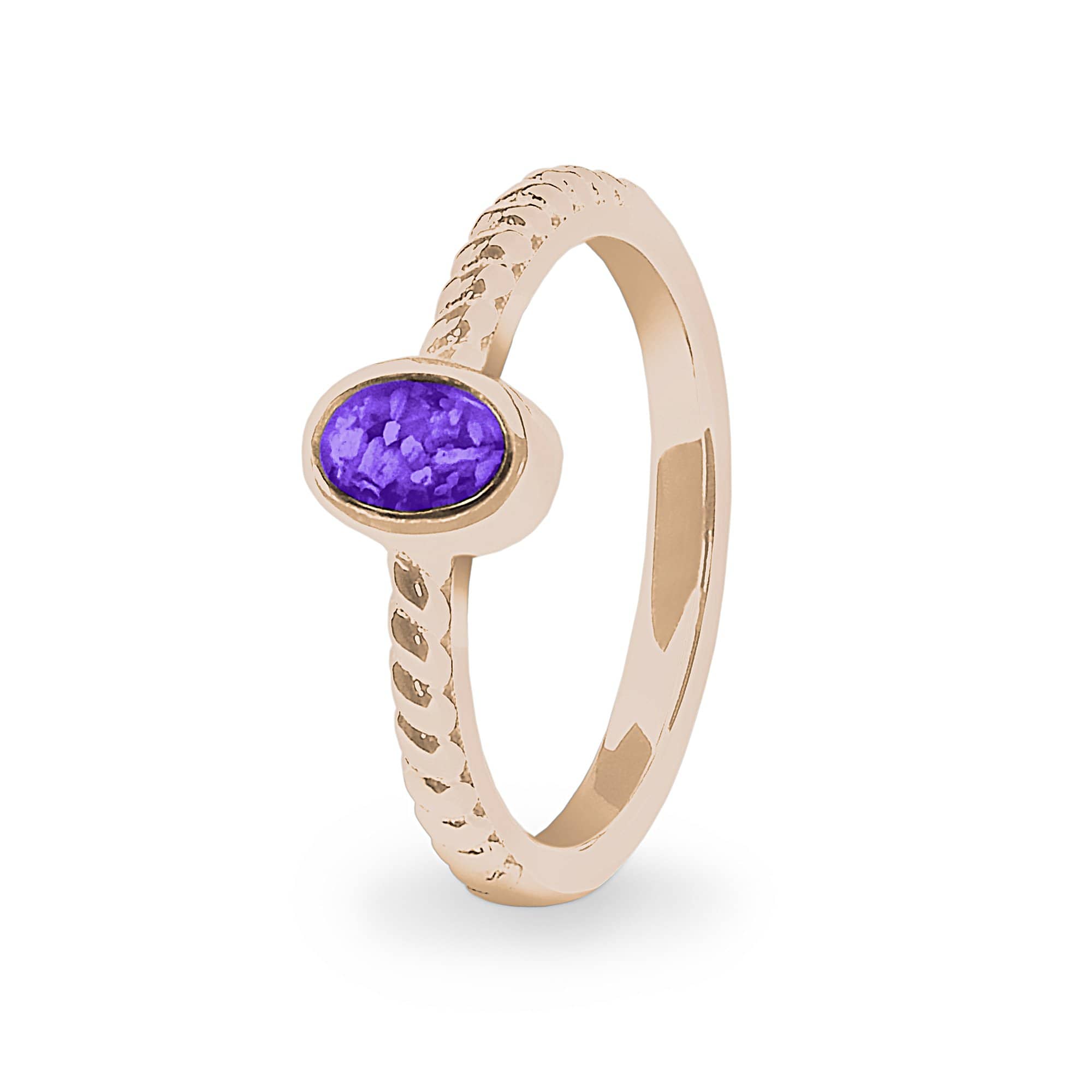 EverWith Ladies Petite Guard Memorial Ashes Ring 9k Rose Gold Purple