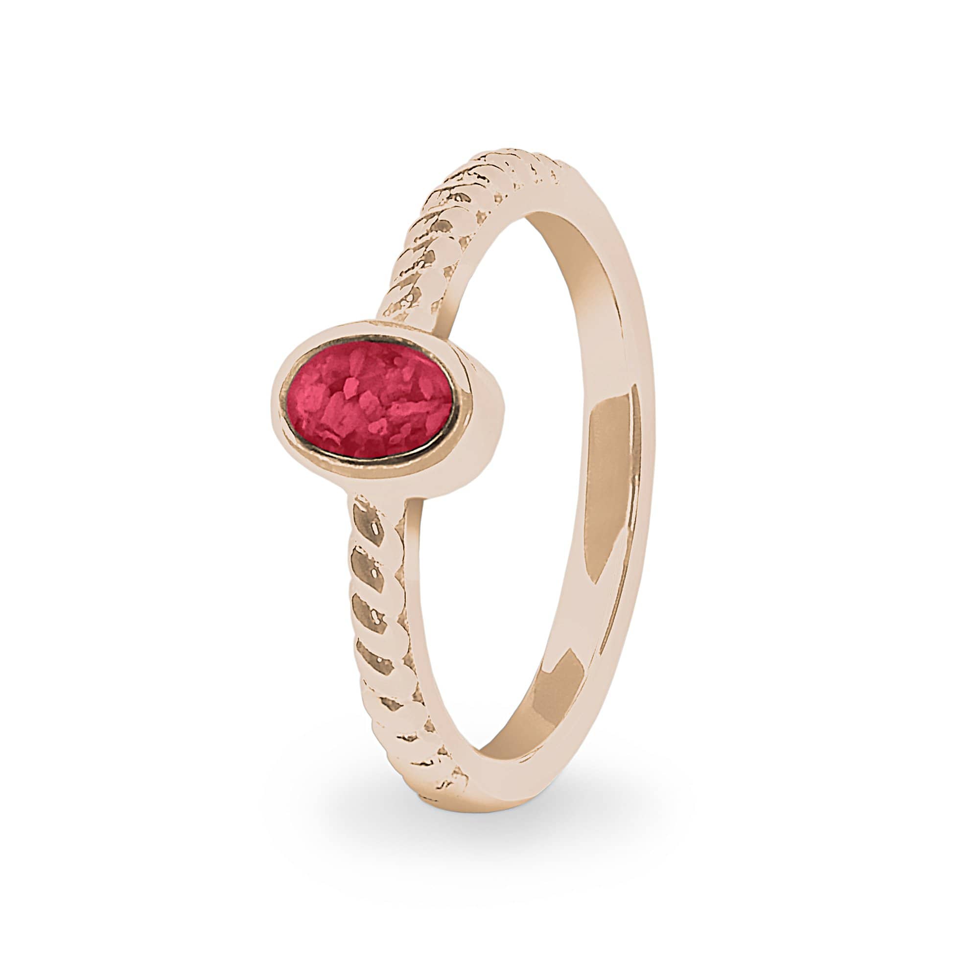 EverWith Ladies Petite Guard Memorial Ashes Ring 9k Rose Gold Red