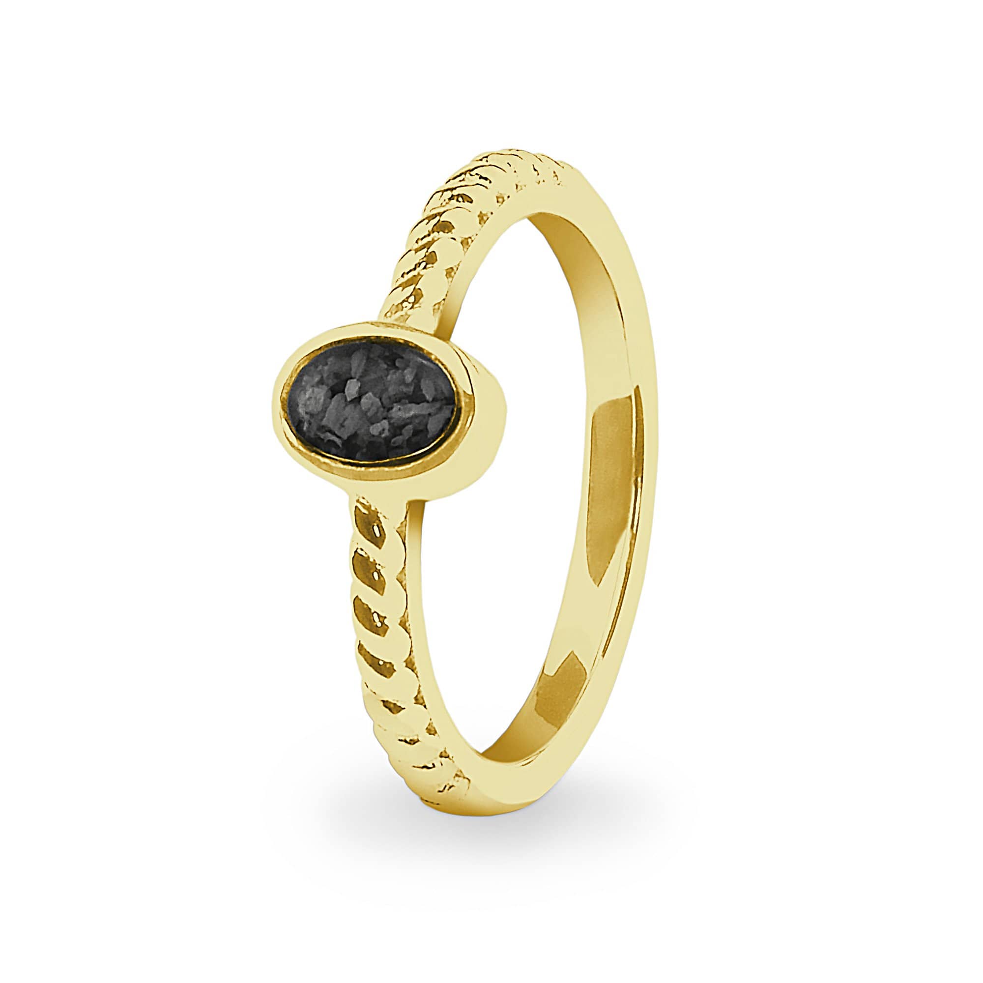 EverWith Ladies Petite Guard Memorial Ashes Ring 9k Yellow Gold Black