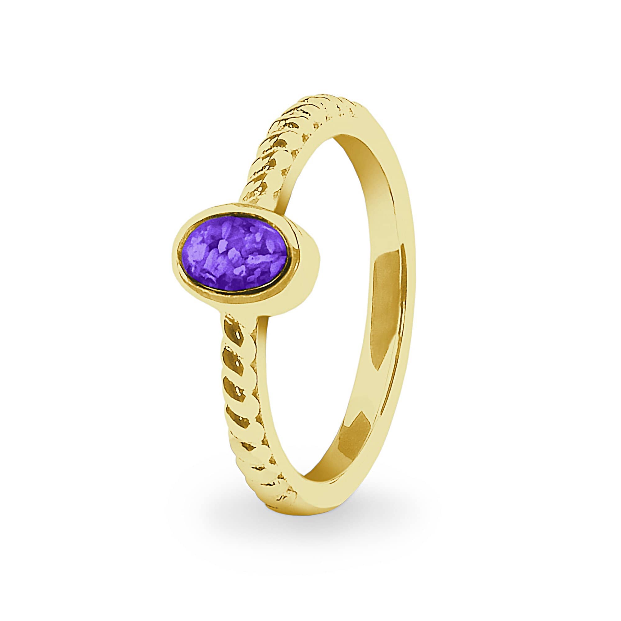 EverWith Ladies Petite Guard Memorial Ashes Ring 9k Yellow Gold Purple